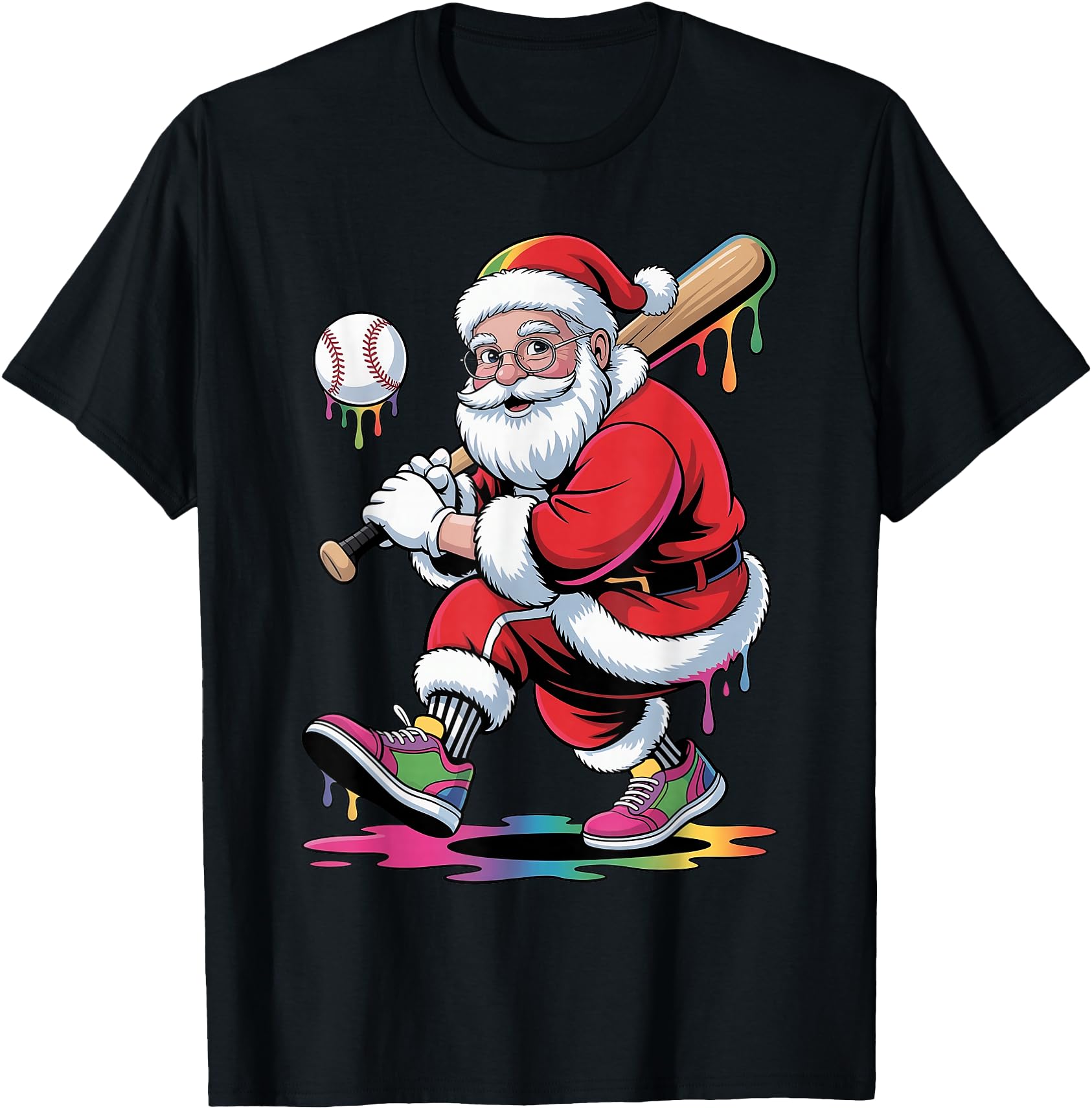 Funny Baseball Christmas Santa Claus Batter Baseball Drip