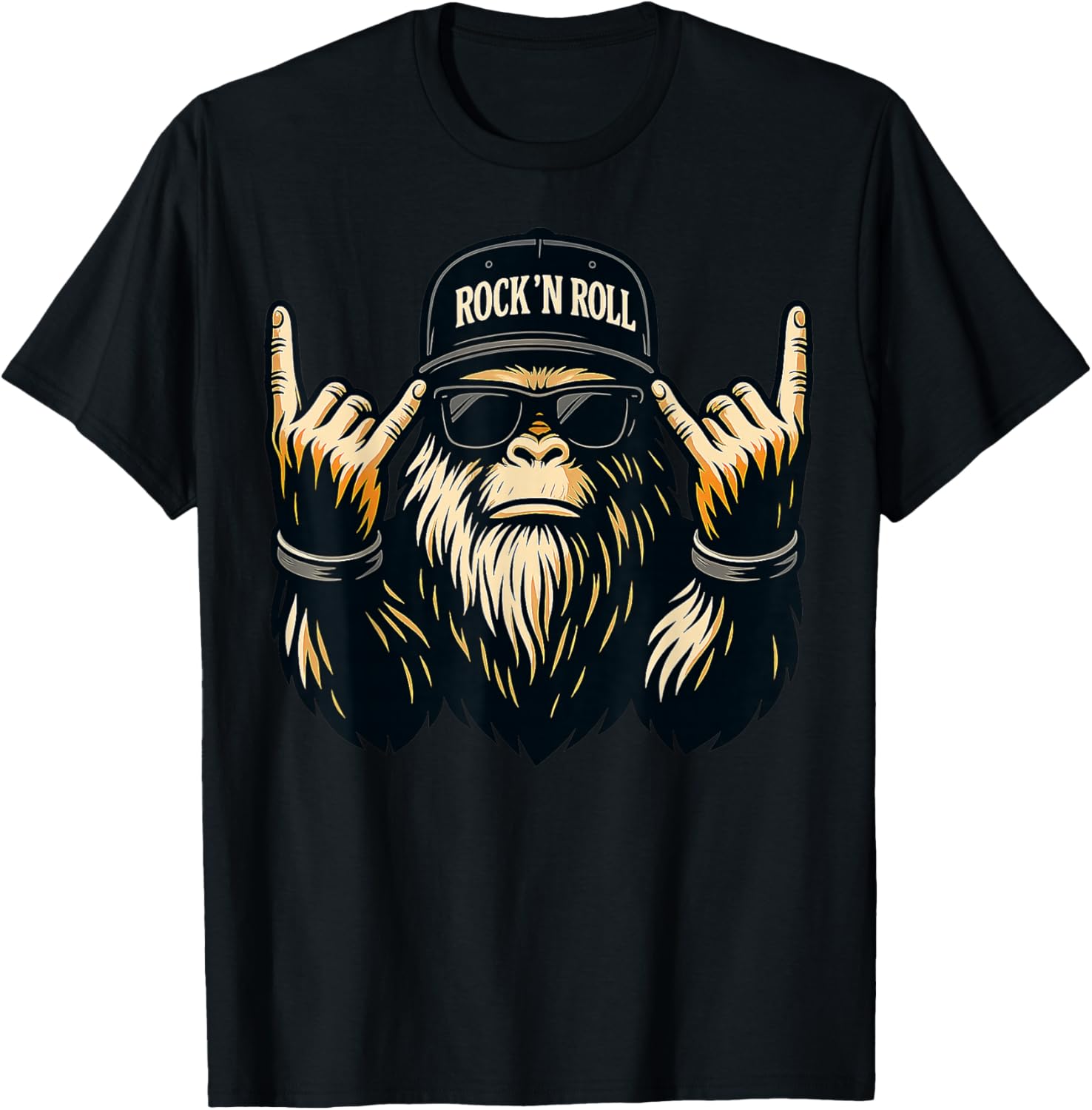 Bigfoot Rock On Sasquatch Heavy Metal Vibes Men Women Kids