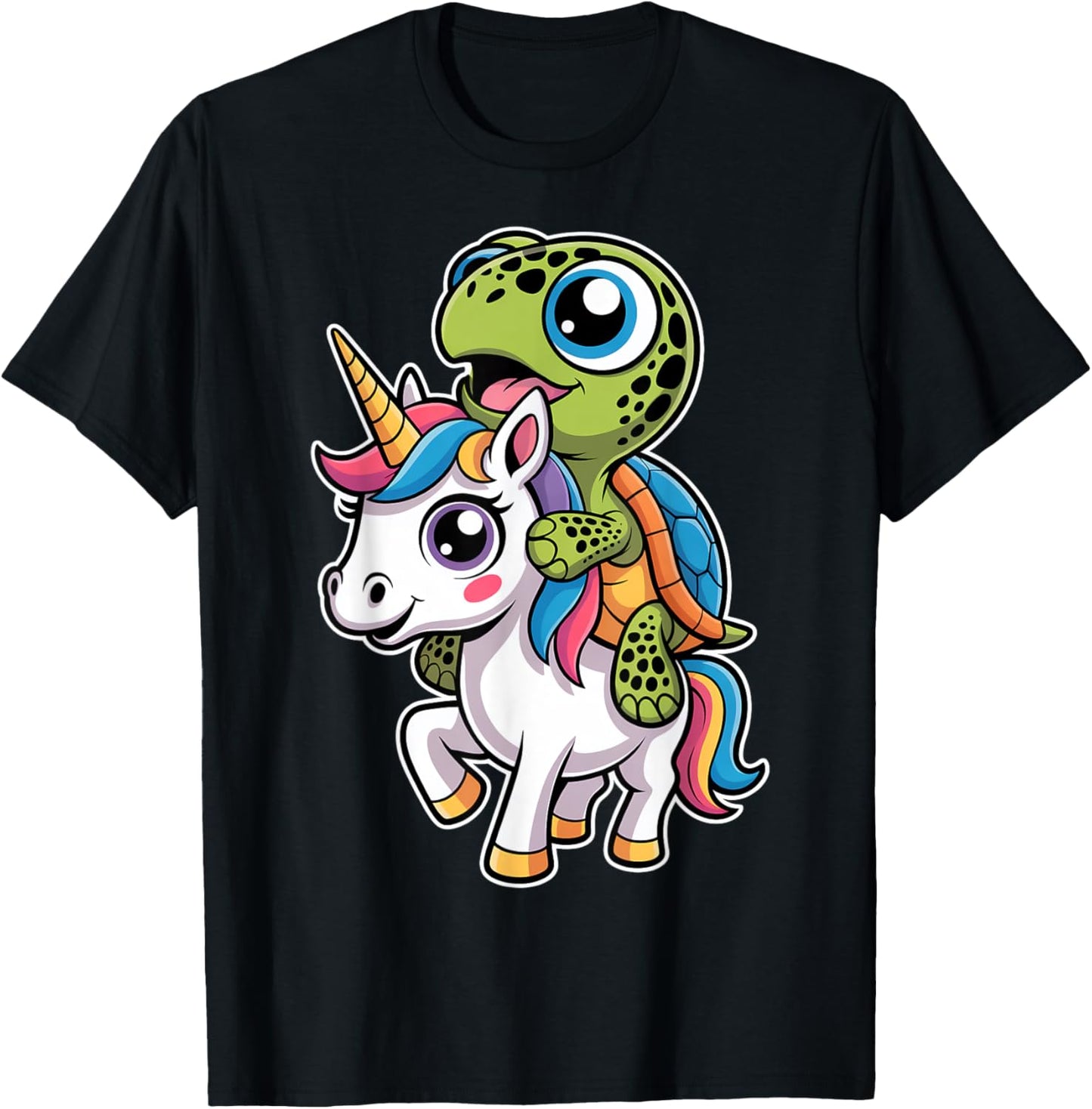 Cute Chibi Unicorn with Turtle Rider