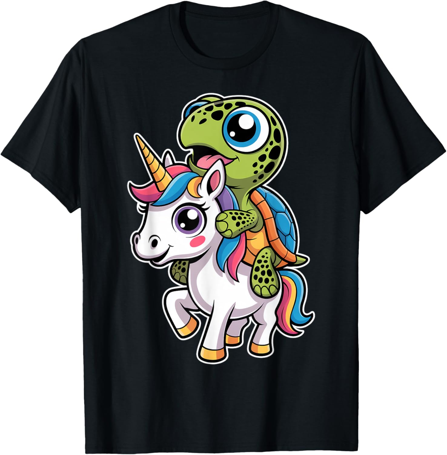 Cute Chibi Unicorn with Turtle Rider