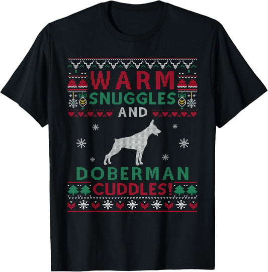 Christmas Doberman Dog Cuddles Pet Owners Unisex-Kids Ugly Christmas T-Shirt