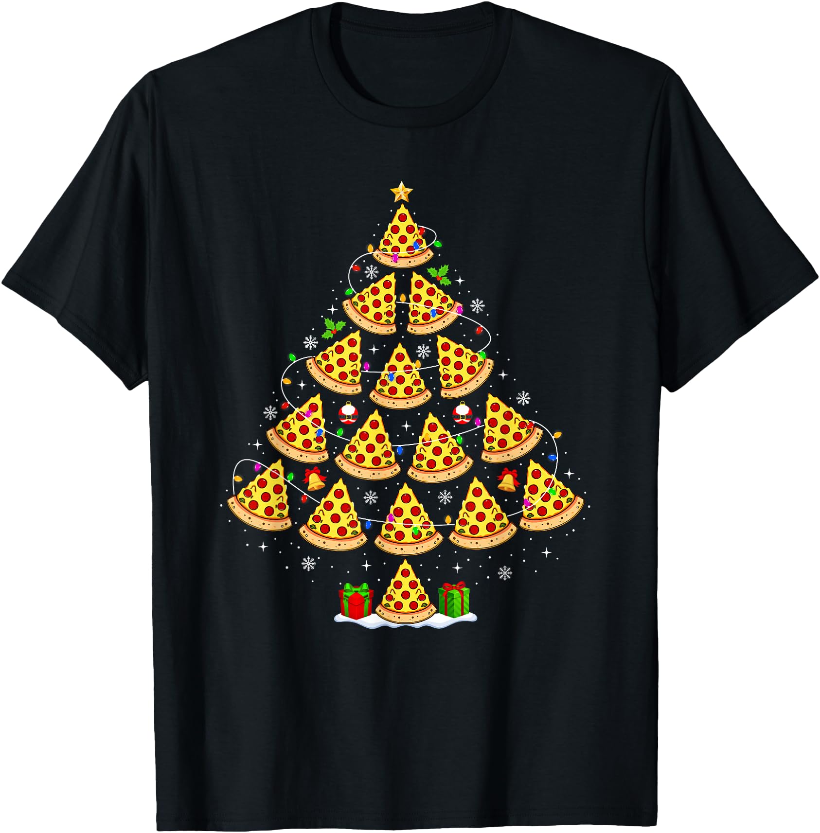 Pizza Christmas Tree Lights Funny Xmas Santa Hat Food Lover