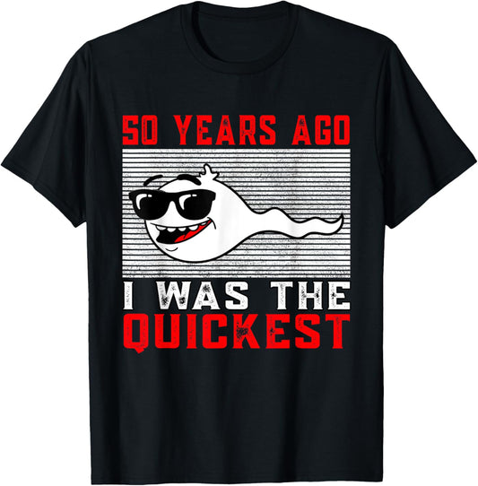 50th Birthday Funny T-Shirt - Black, Unisex, Cartoon Pattern, Short Sleeve, Classic Fit, Pull On, Casual Style, Humor Theme, Men's Size S