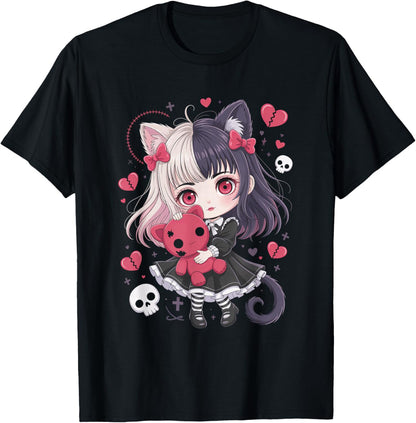 Goth Emo Girl with Teddybear Gothic Chibi Anime Girlie