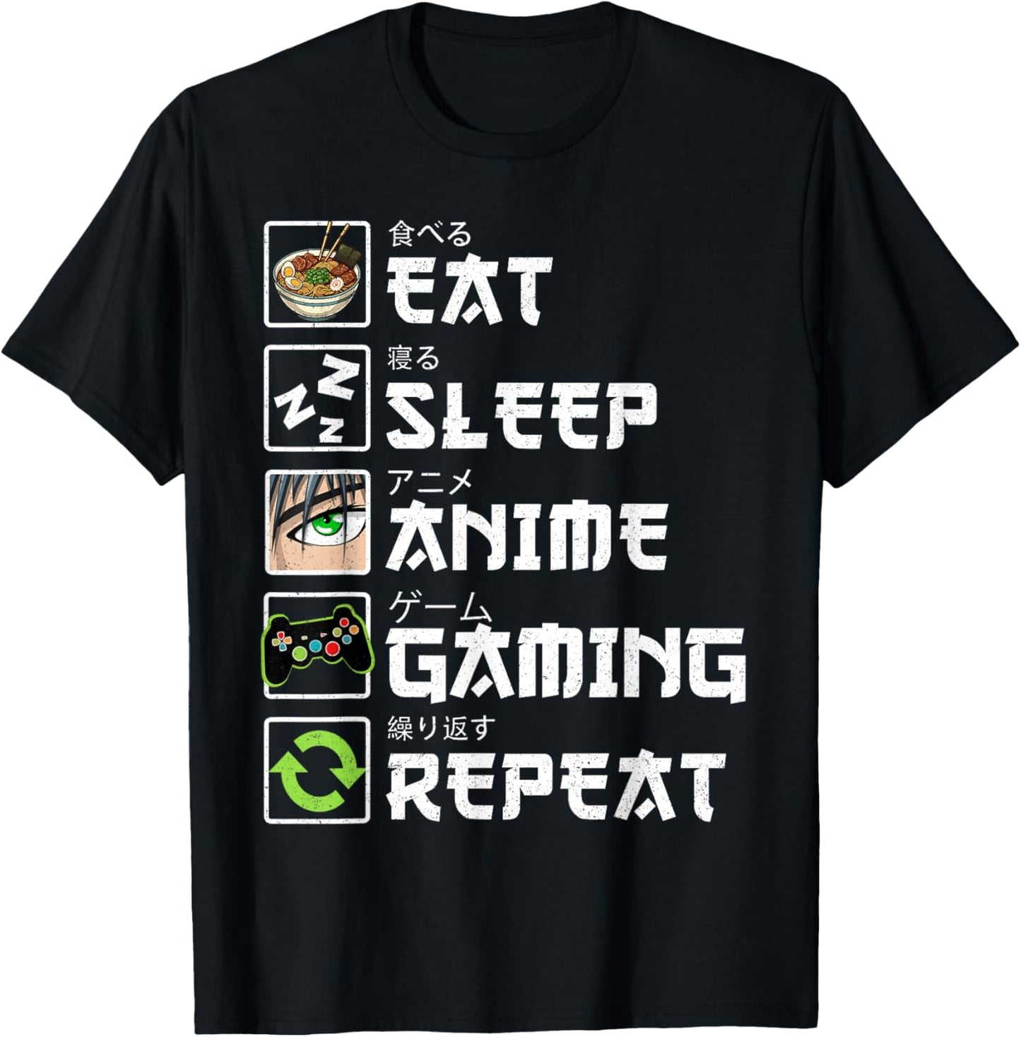 Eat Sleep Anime Gaming Repeat Funny Kawaii Anime Video Gamer