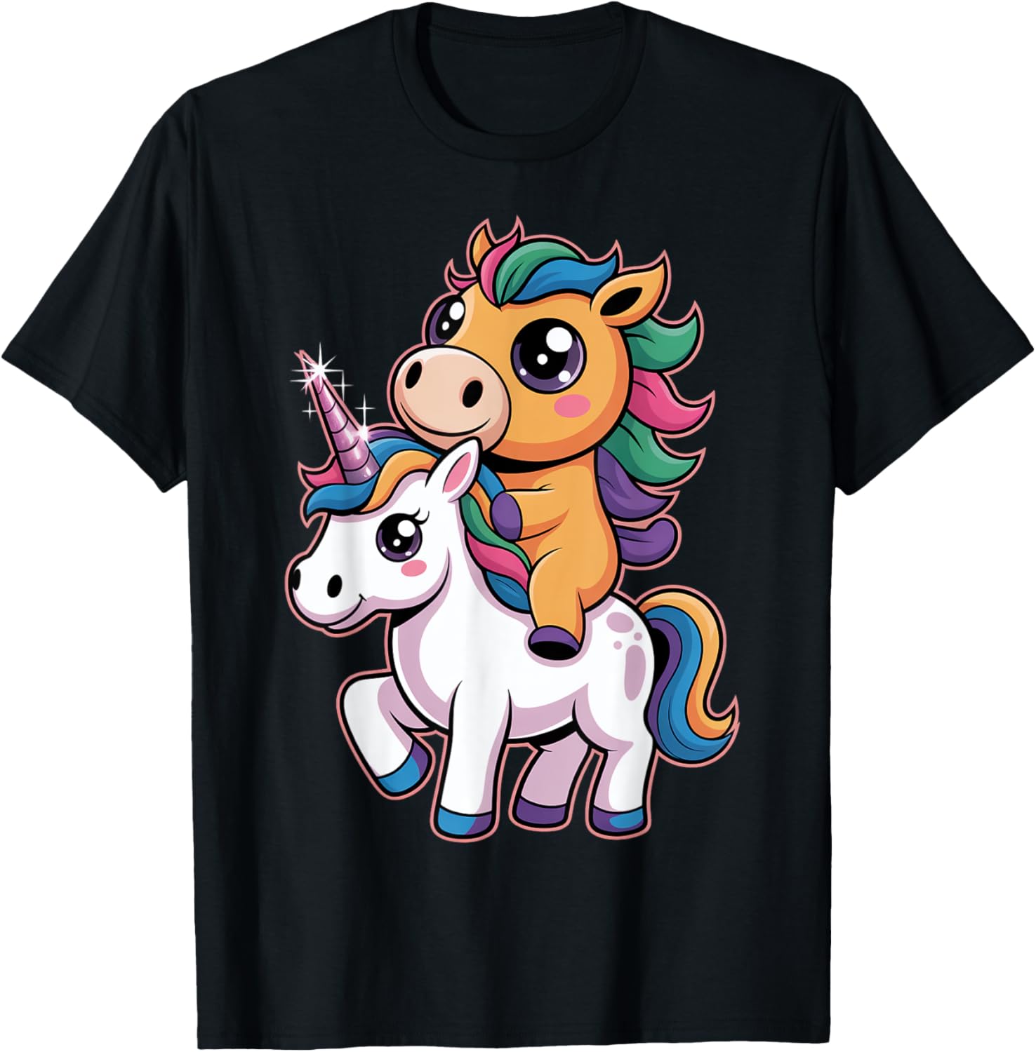 Cute Chibi Unicorn with Rainbow Hair