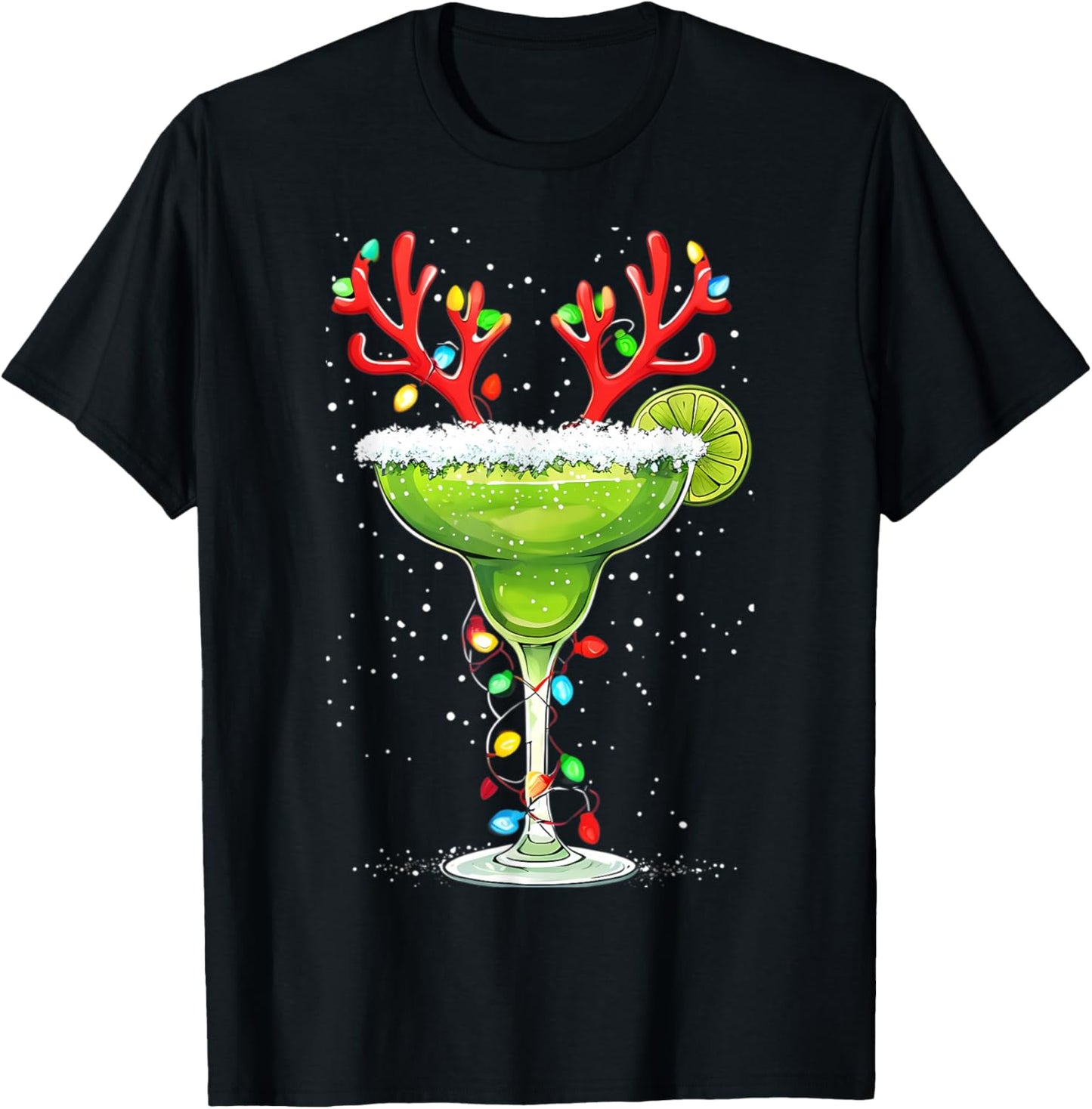 Christmas Margarita Drink With Xmas Lights Reindeer Antlers