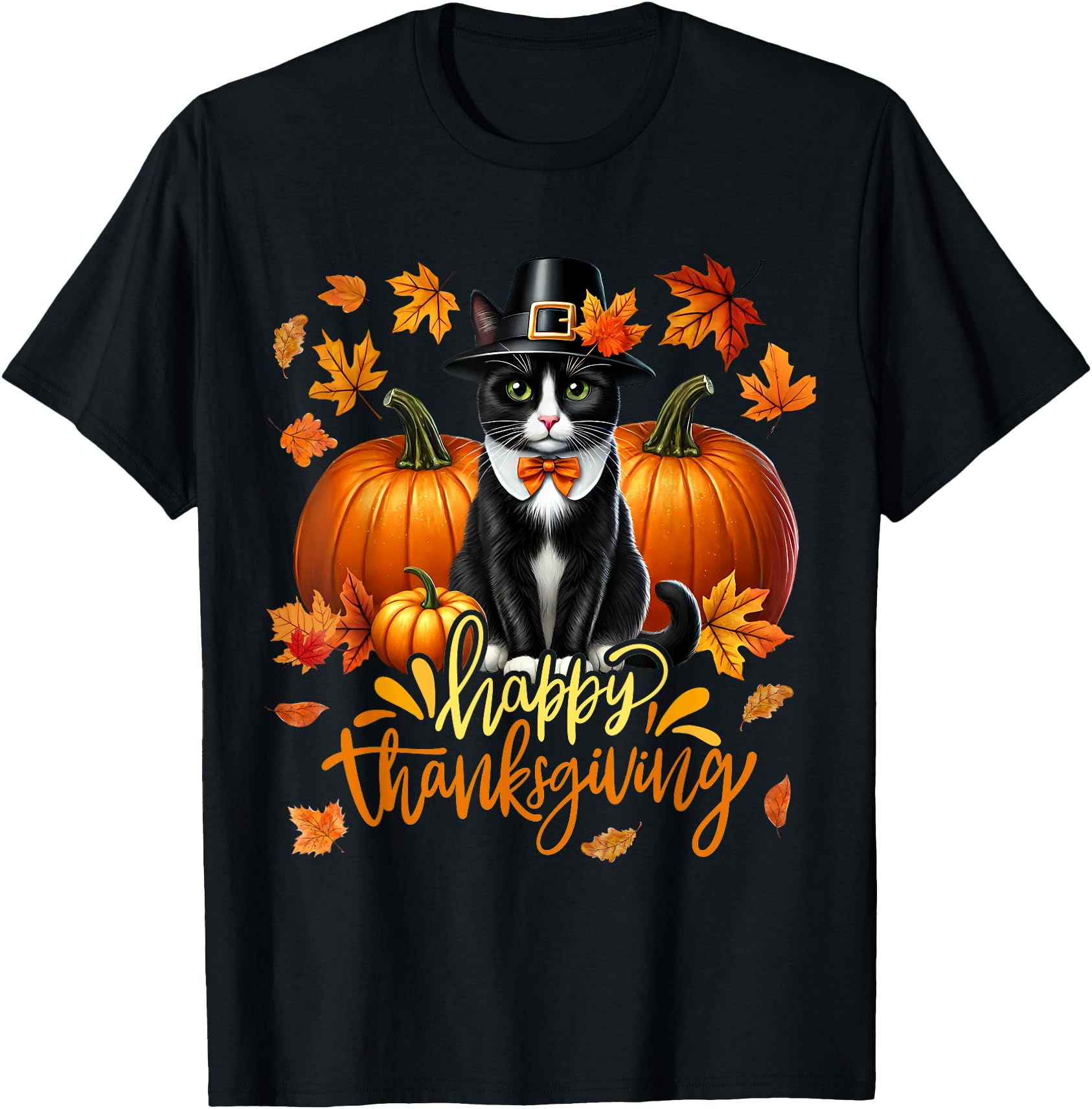 Cool Thanksgiving Cat Turkey Pilgrim Hat Pumpkin Tuxedo Cat