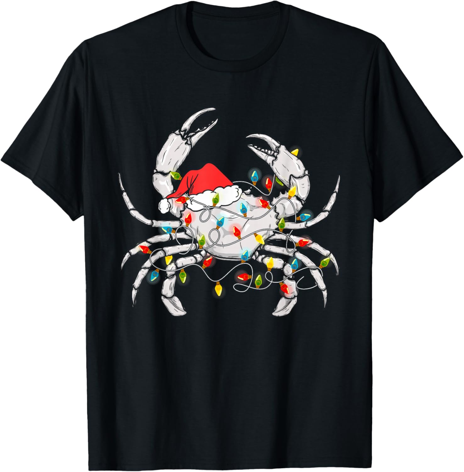 Crab Santa Hat Xmas Lights Sea Animal Lover Ugly Christmas