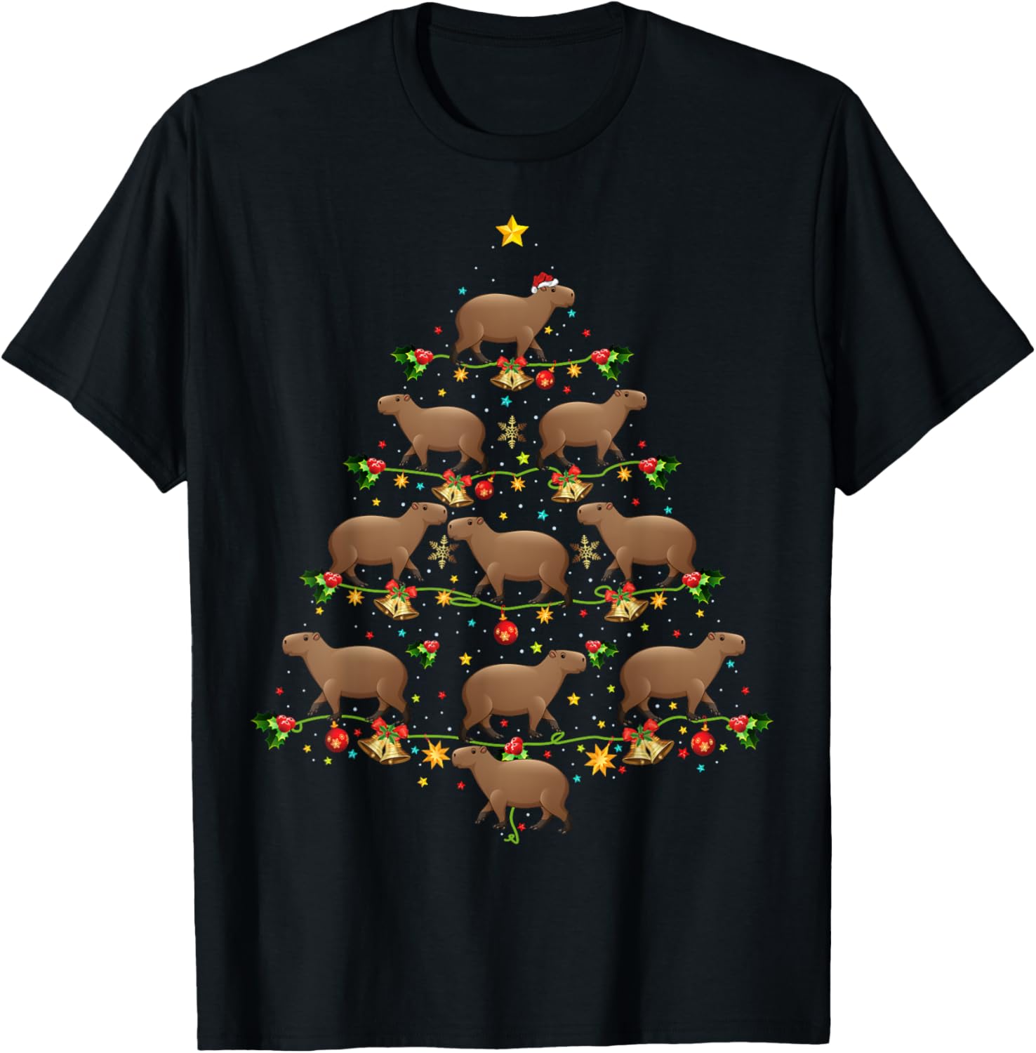 Capybara Christmas Tree Gift Funny Christmas Capybara T-Shirt
