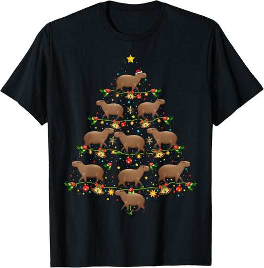 Capybara Christmas Tree Gift Funny Christmas Capybara T-Shirt