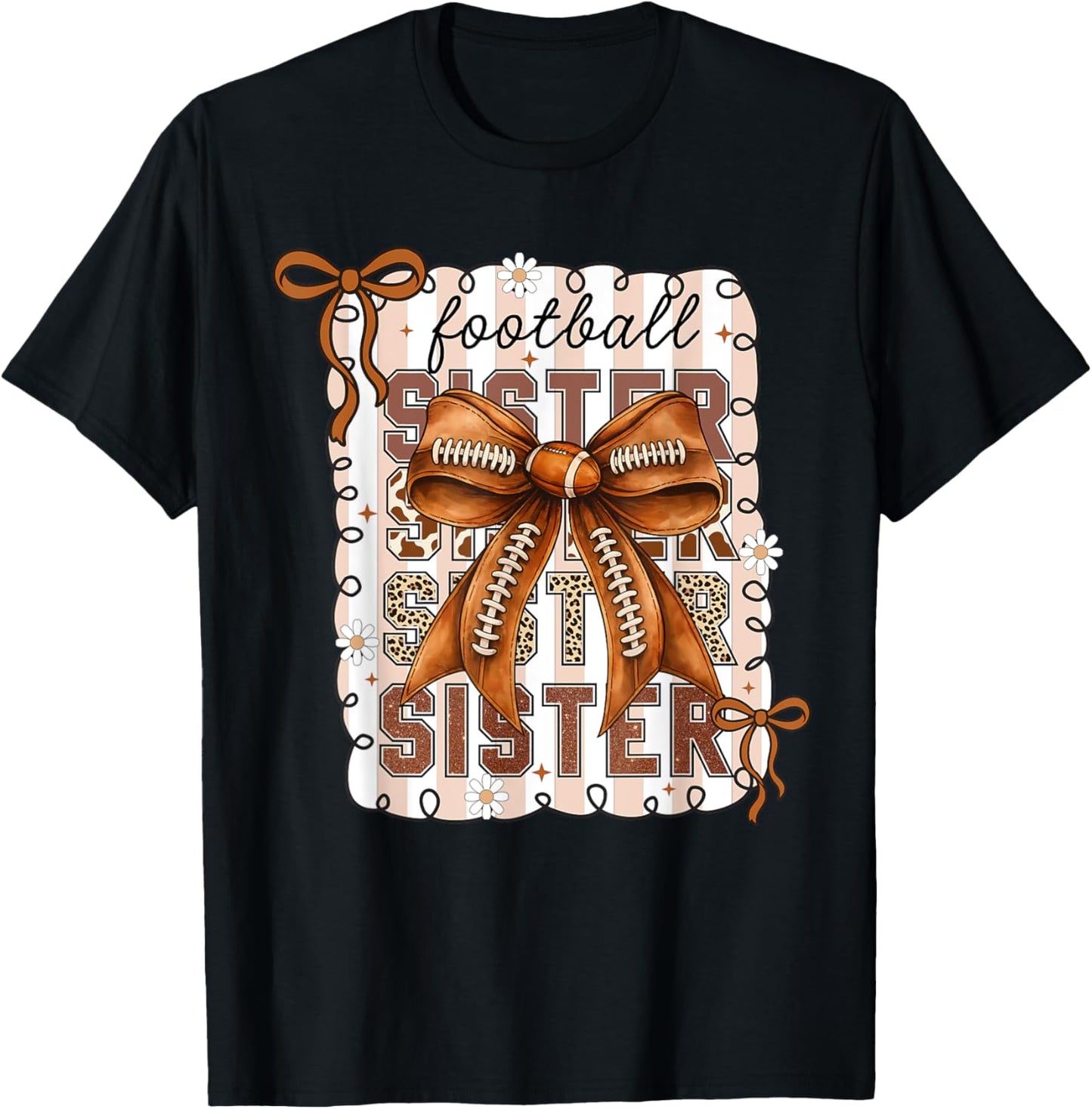 American Football Sister Coquette Bow Thanksgiving for Girls T-Shirt