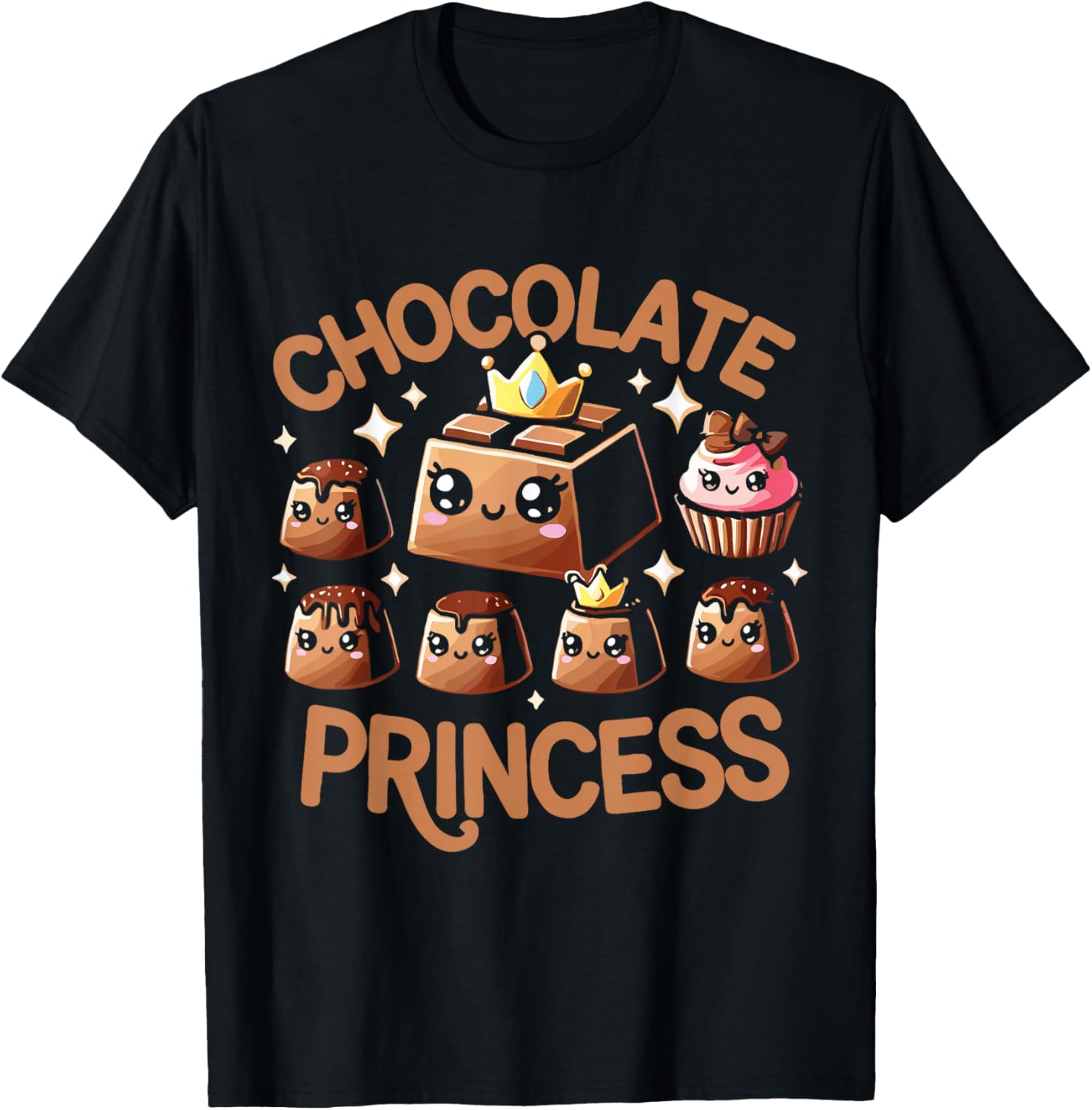 Chocolate T Shirt - Women's Chocolate Princess T-Shirt - Black - Small - Short Sleeve - Crew Neck - Modern - Chocolate-themed Design - Unisex-Kids