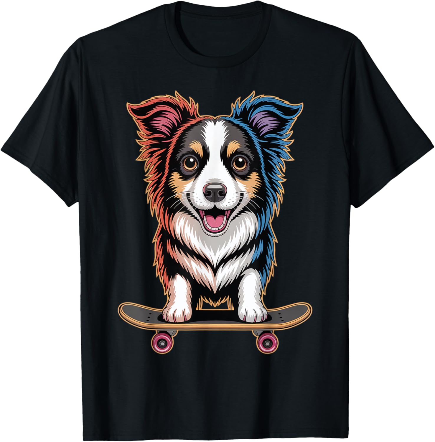 Cute Chibi Collie With Skateboard