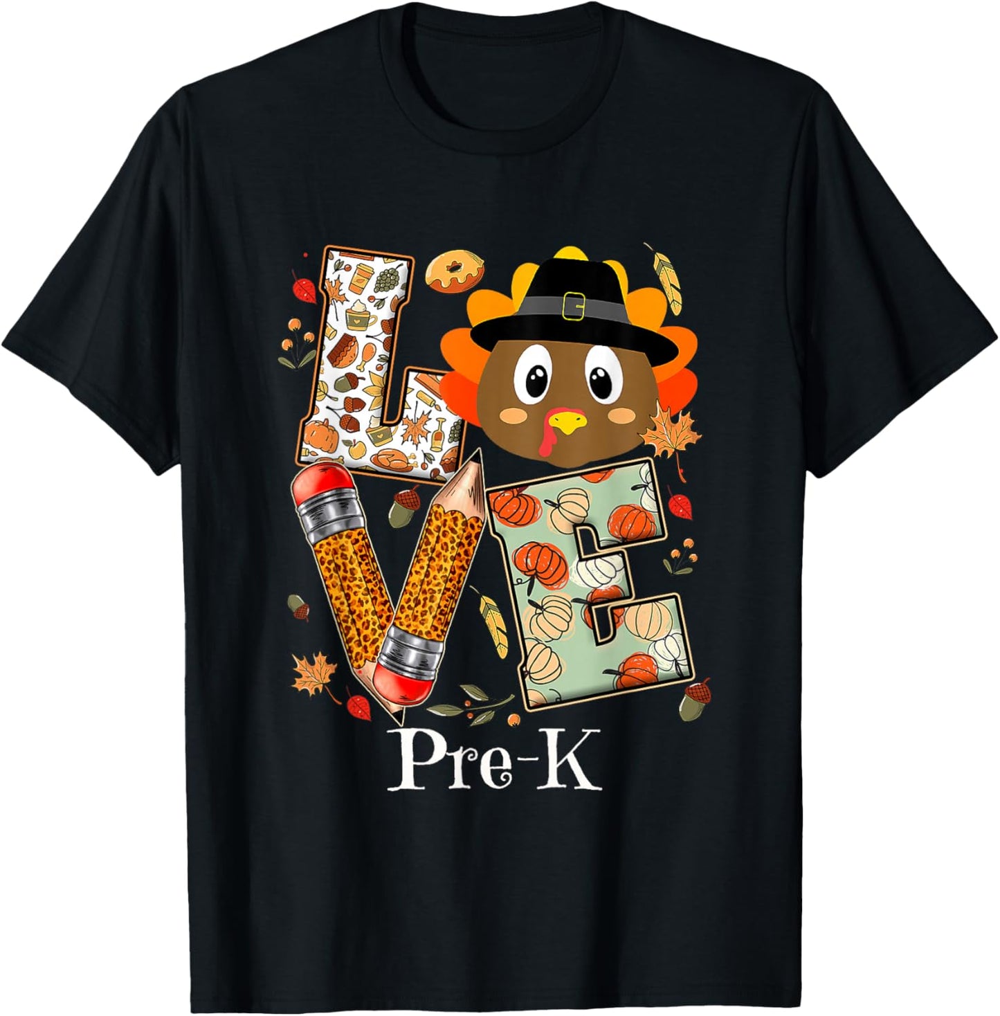 Love Pre K Happy Fall Thanksgiving Women Teacher
