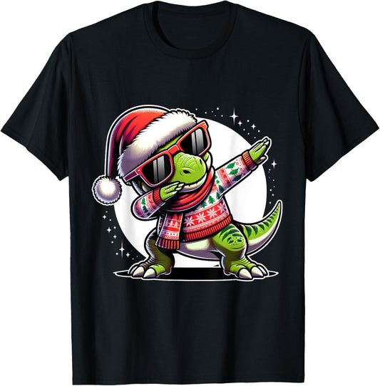 Christmas Dinosaur Boys Dabbing T Rex Santa Xmas Funny