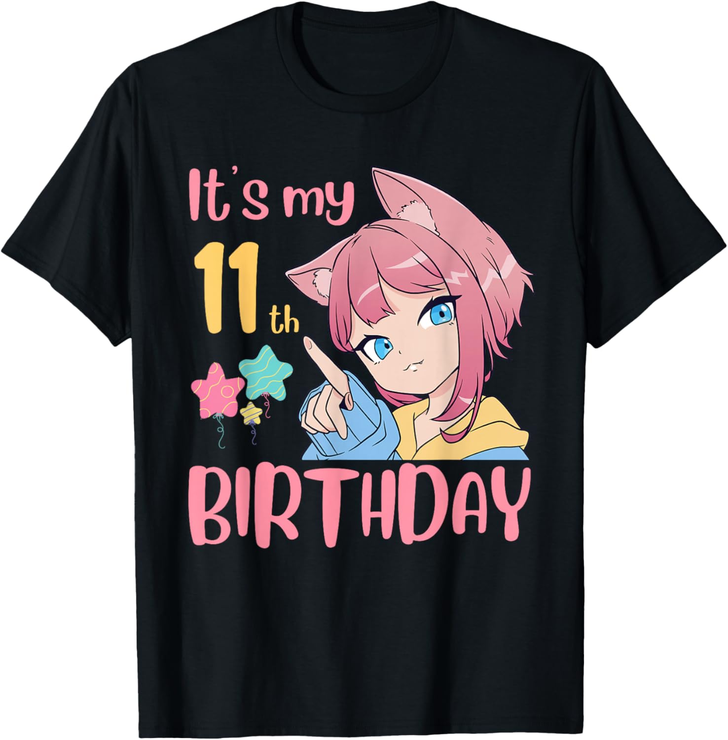 It's My 11th Birthday Anime Birthday Girl 11 Years Old Bday