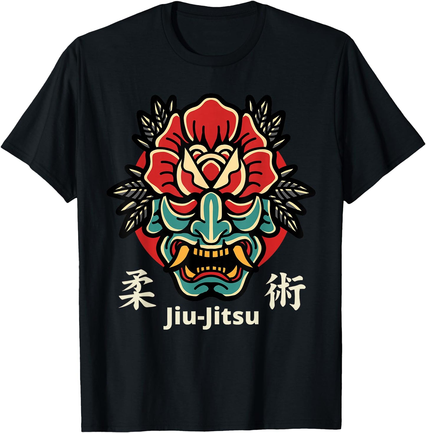 Japanese Demon Oni Mask, Kabuki Jiu-jitsu Kanji