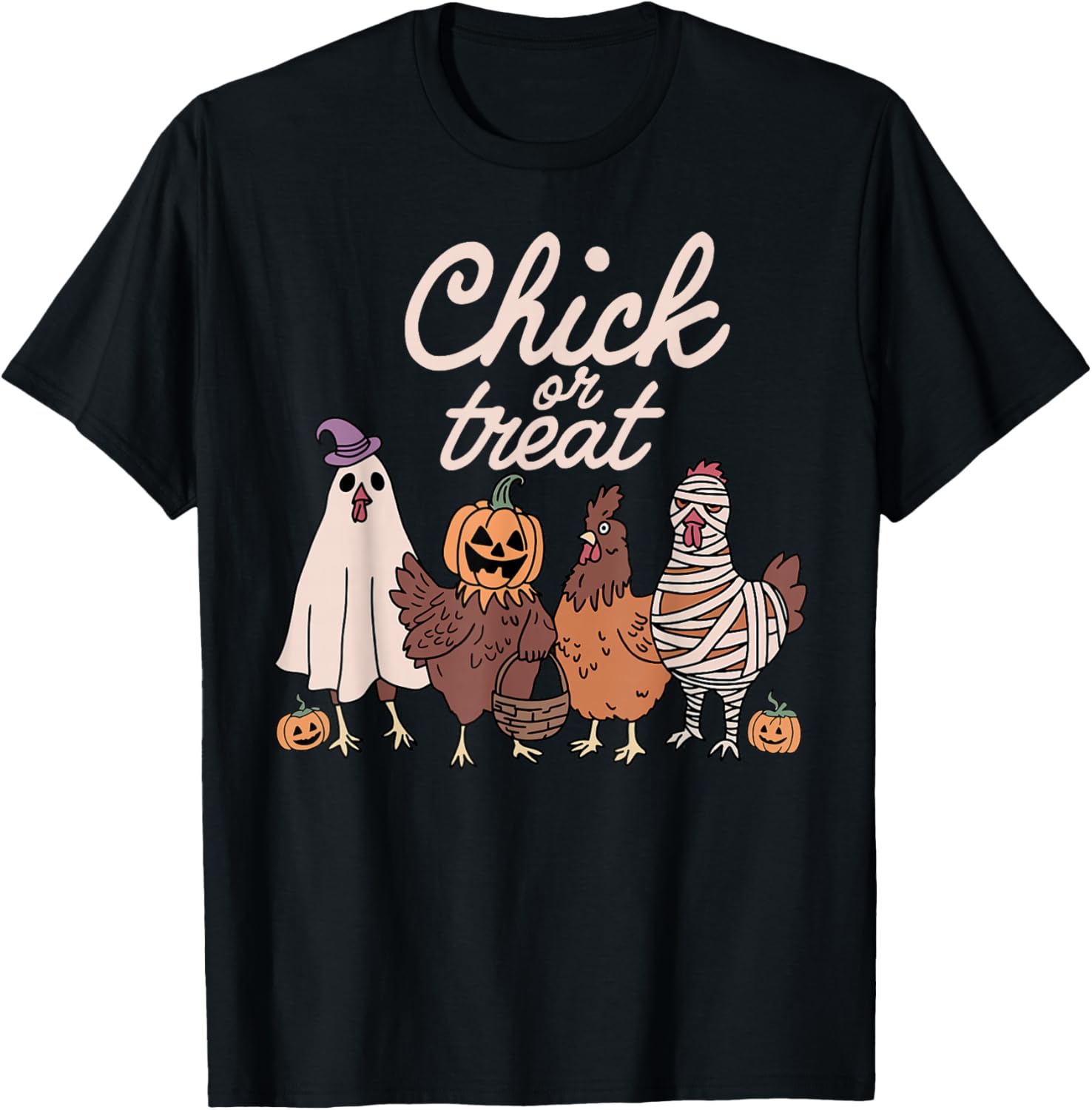 Chick Or Treat Spooky Season Halloween Chickens Ghost Mummy T-Shirt