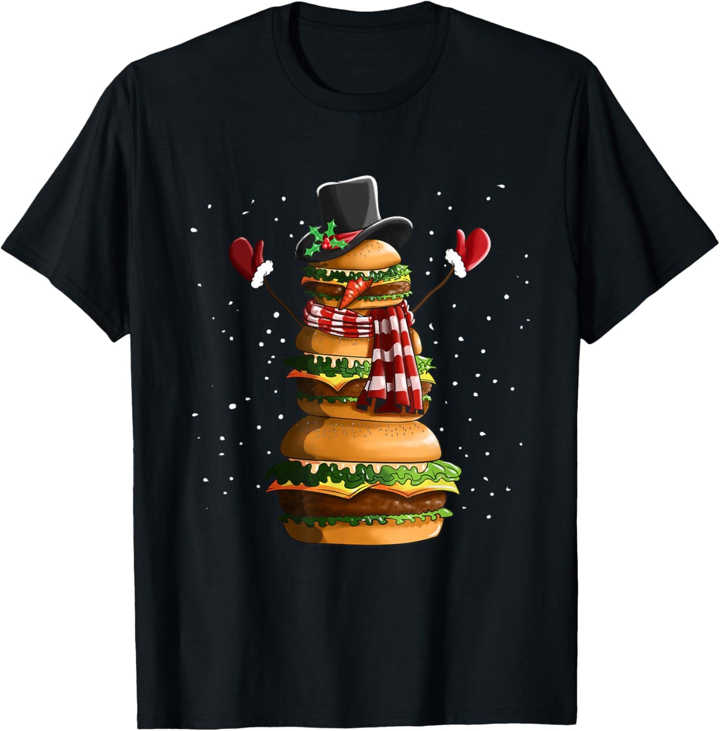 Snowman Made Of Burgers Cheeseburger Fast Food Christmas