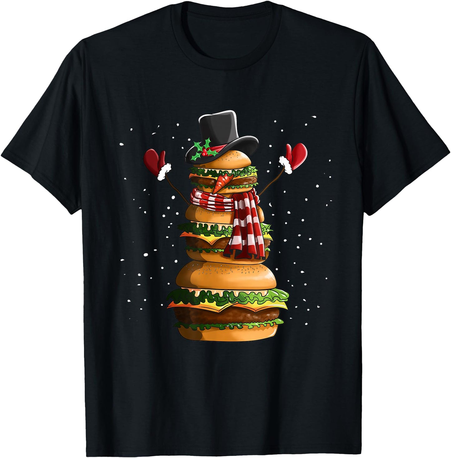 Snowman Made Of Burgers Cheeseburger Fast Food Christmas