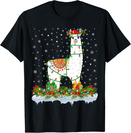 Alpaca Lover Matching Santa Lighting Alpaca Christmas