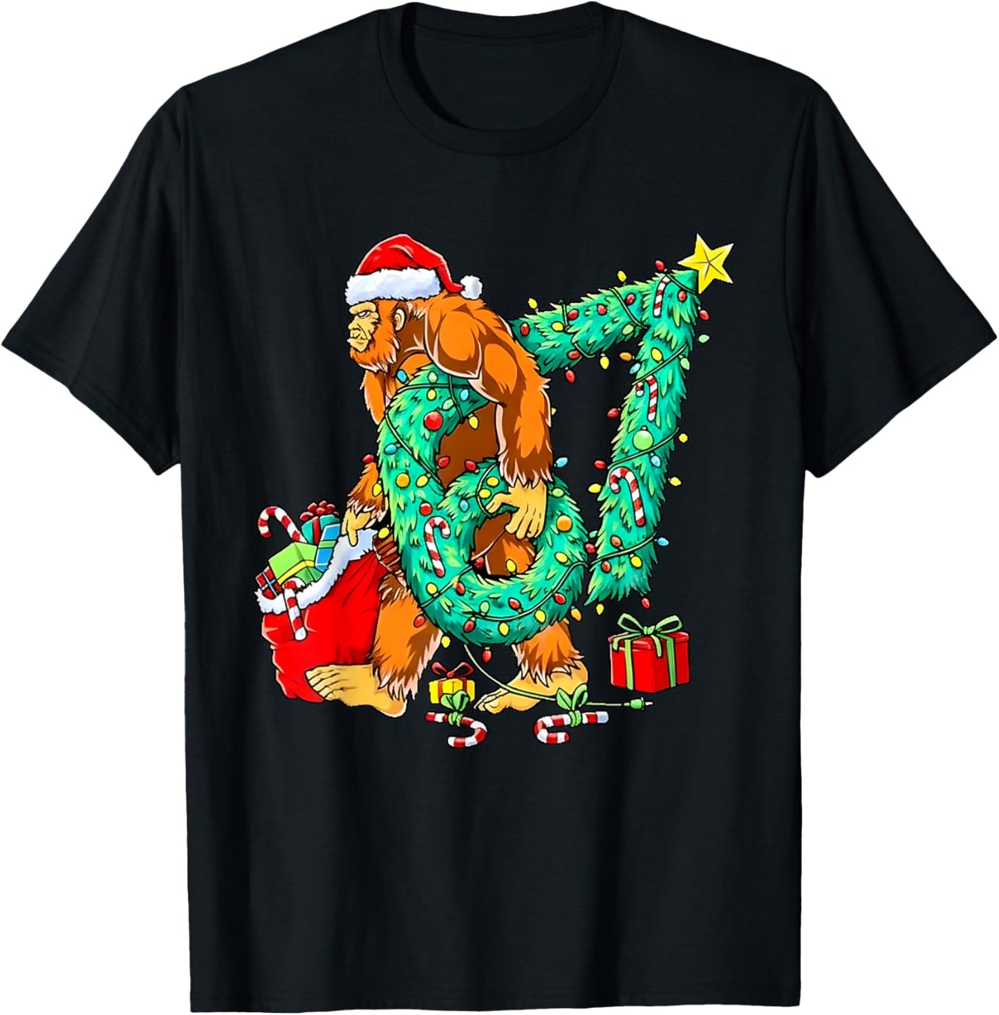 Santa Bigfoot 67 Christmas Tree Xmas Lights Funny Sasquatch