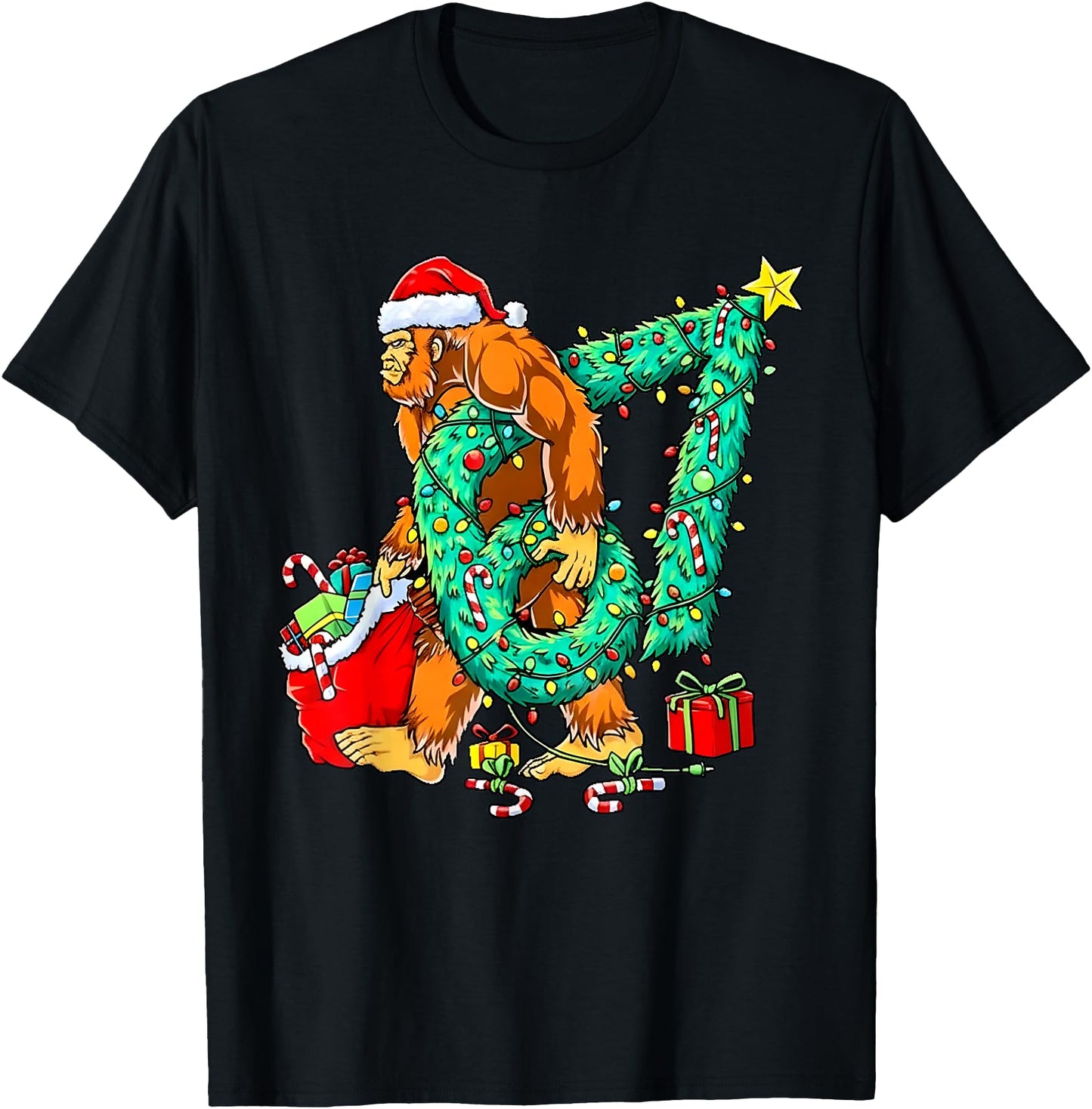 Santa Bigfoot 67 Christmas Tree Xmas Lights Funny Sasquatch