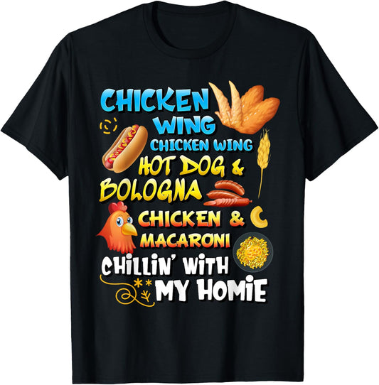Chicken Wing Chicken Wing Hot Dog and Bologna Shirt Toddlers Men Women Girls Kids T-Shirt