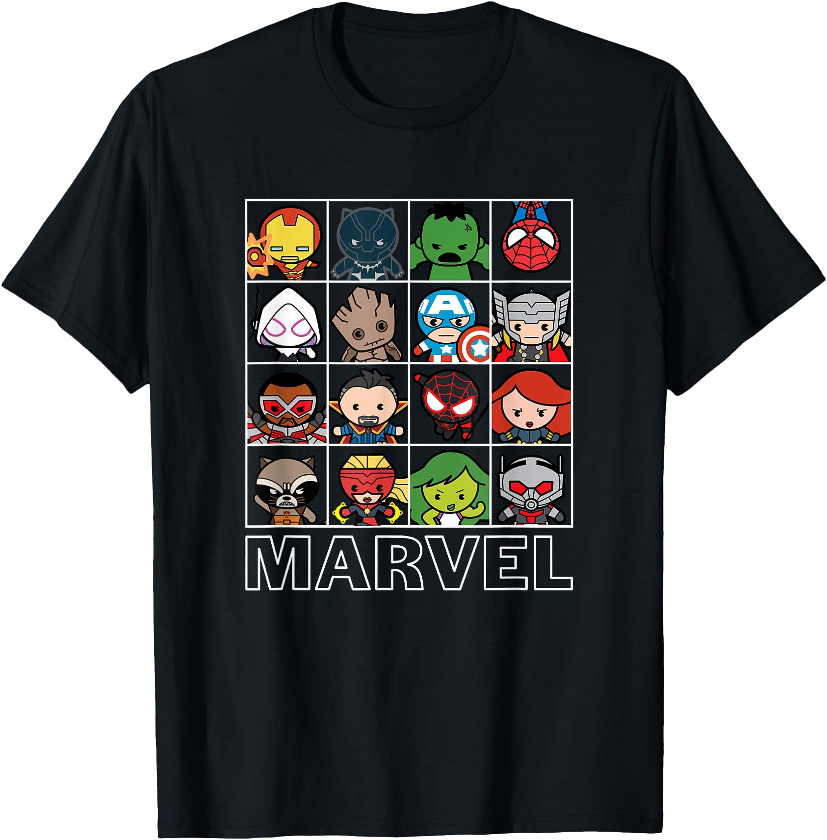 Marvel Kawaii Chibi Iconic Characters Grid Panels