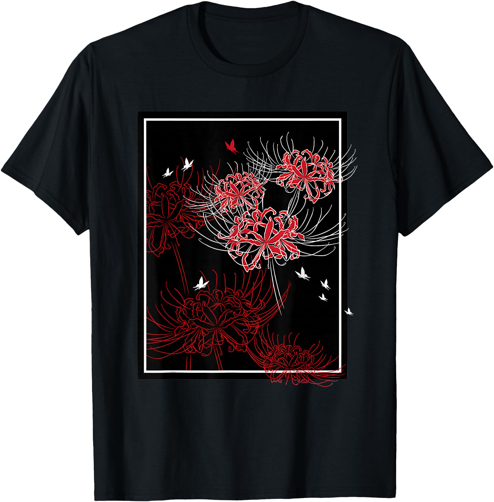 Red Spider Lily with Butterfly Japanese Anime Aesthetic