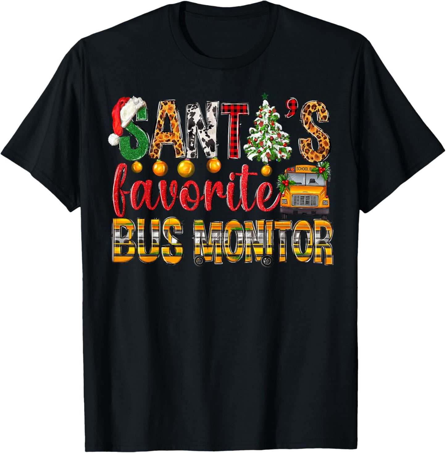 Santa's Favorite Bus Monitor Christmas Kids Boys Girls Xmas