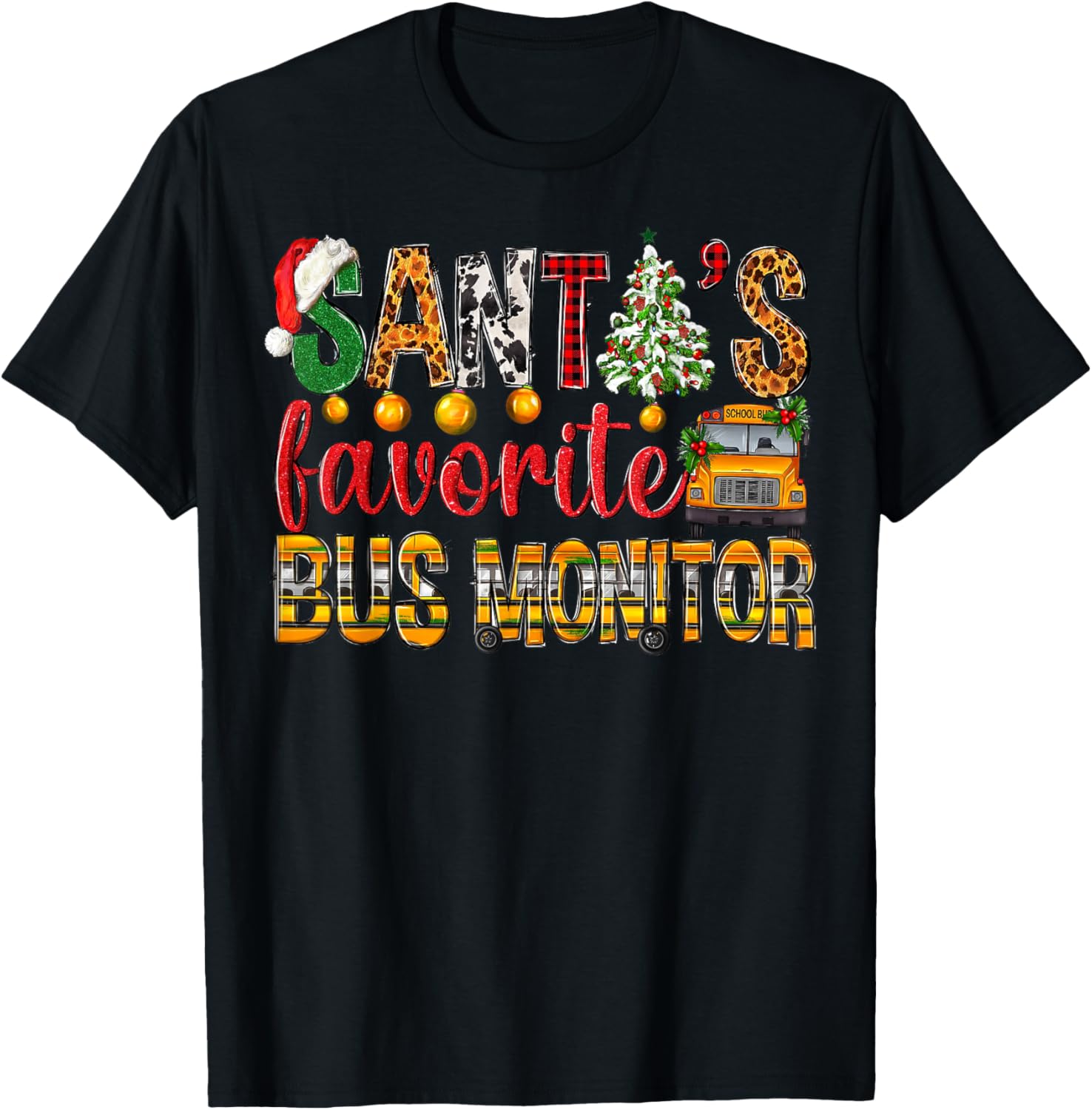 Santa's Favorite Bus Monitor Christmas Kids Boys Girls Xmas