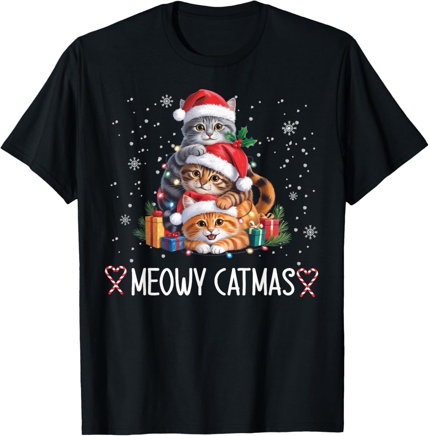 Meowy Catmas Cat Christmas Tree Xmas Funny Santa Women Girls