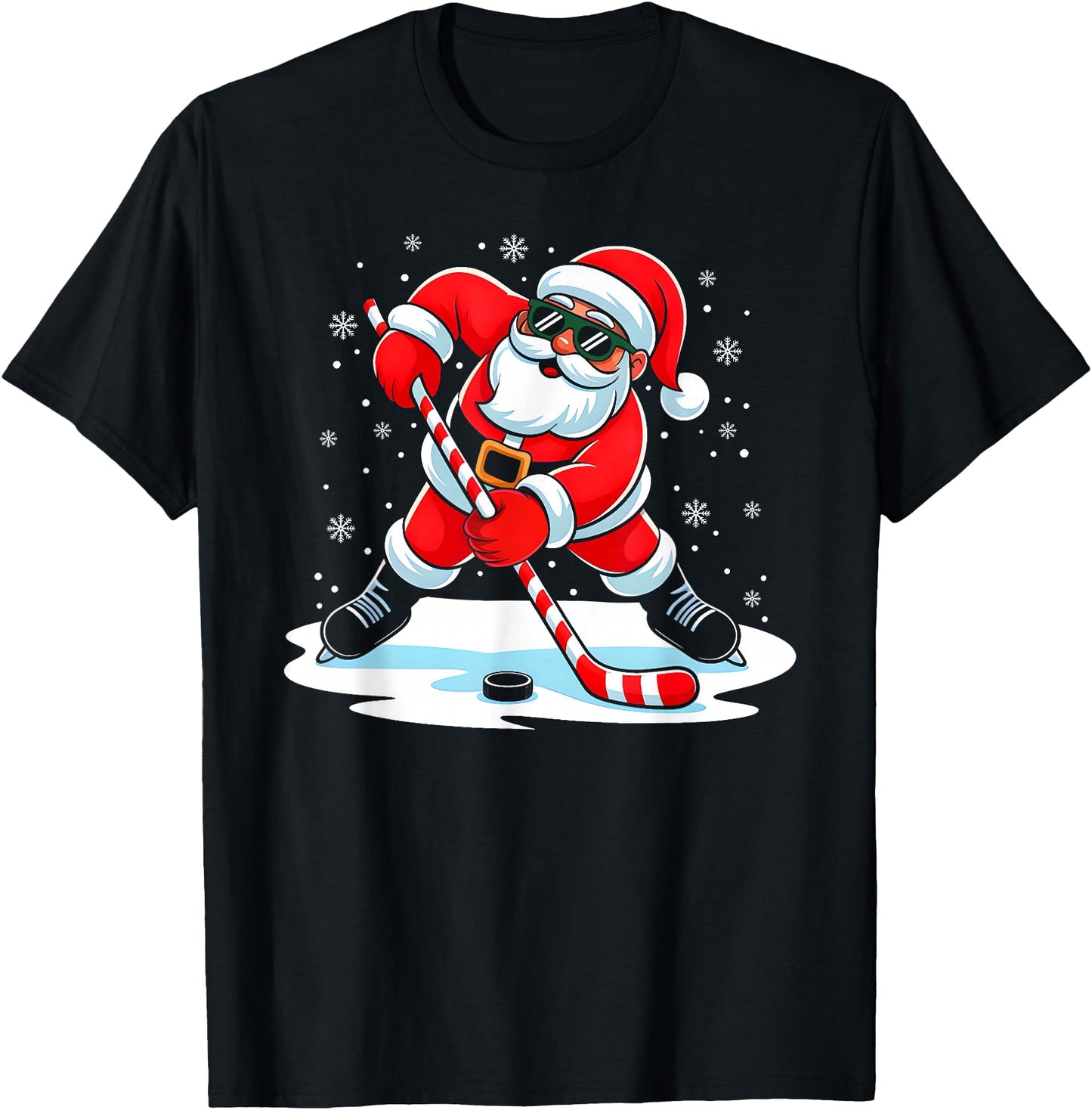 Santa Playing Ice Hockey Christmas Funny Xmas Men Boys