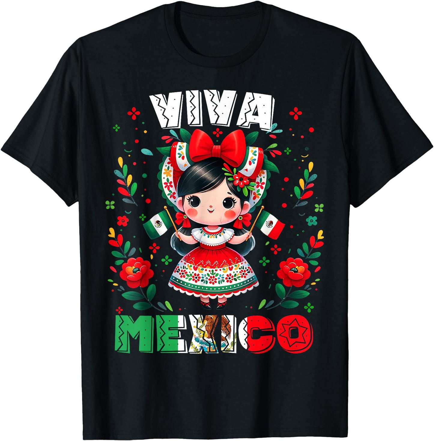 Viva Mexico Mexican Girl Flag Independence Day Girls