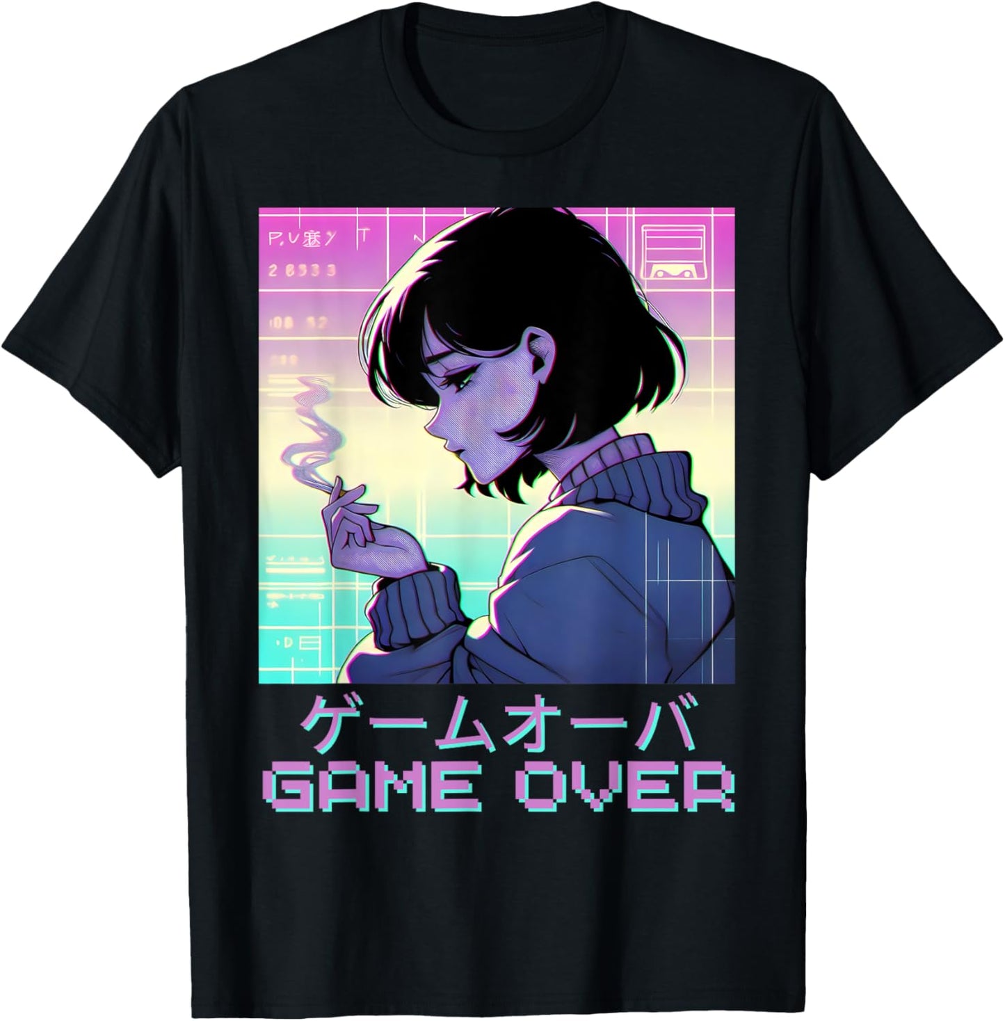 90s Japanese Sad Anime Girl Game Over Vaporwave Aesthetic
