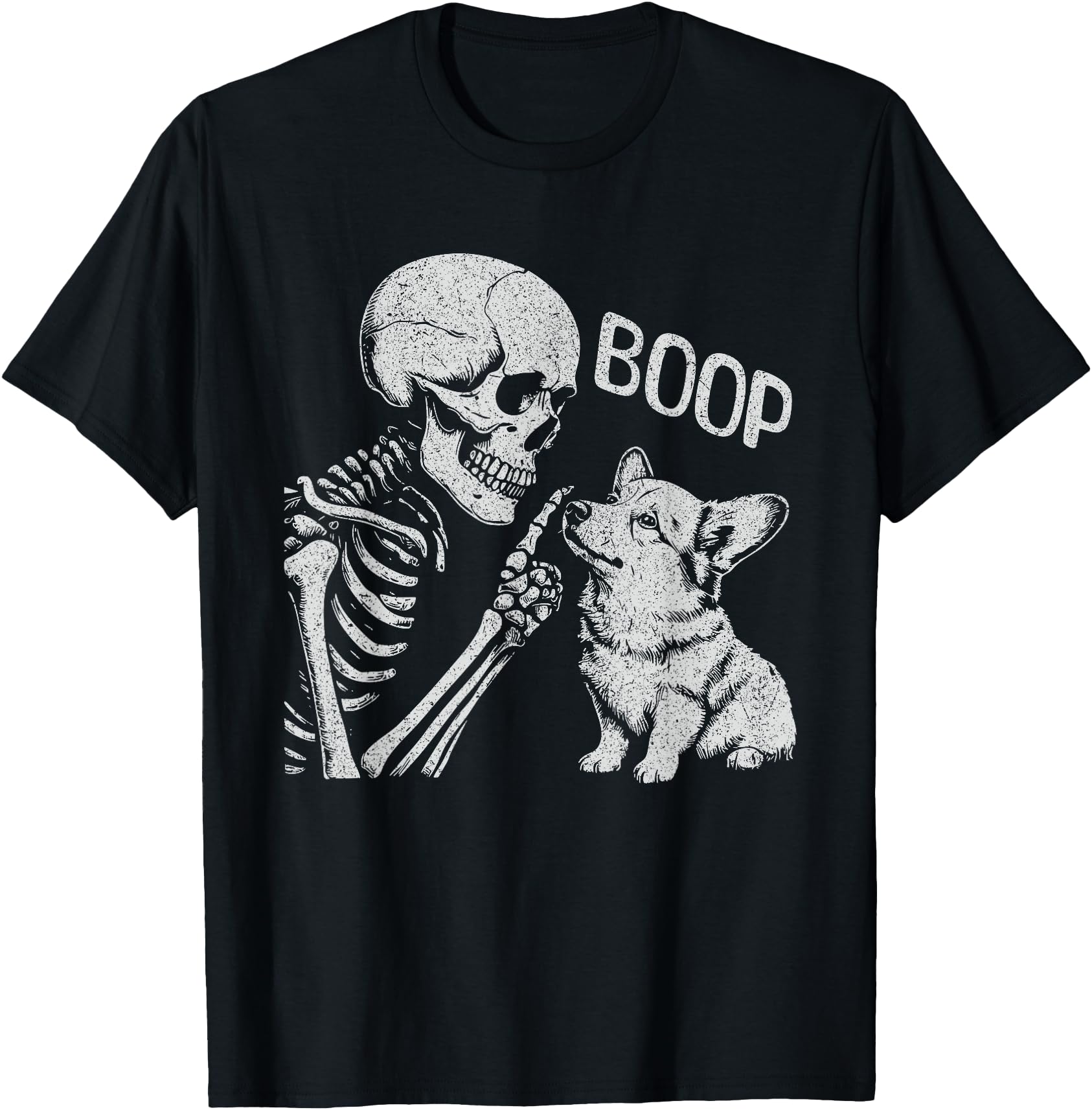 Funny Skeleton Hand Goth Boop Corgi Dog Nose Halloween