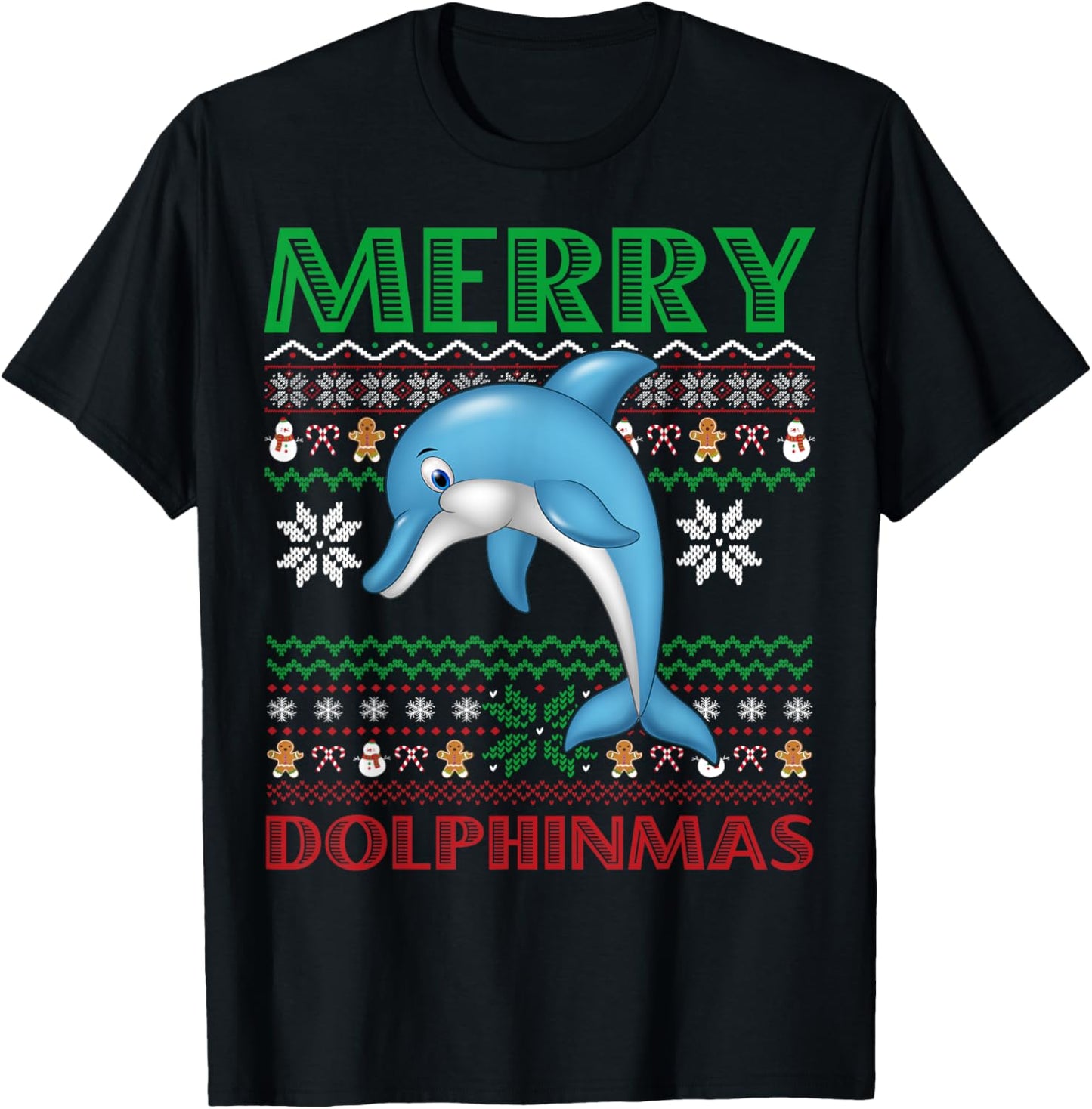 Merry Dolphinmas Ugly Xmas Sweater Santa Dolphin Christmas
