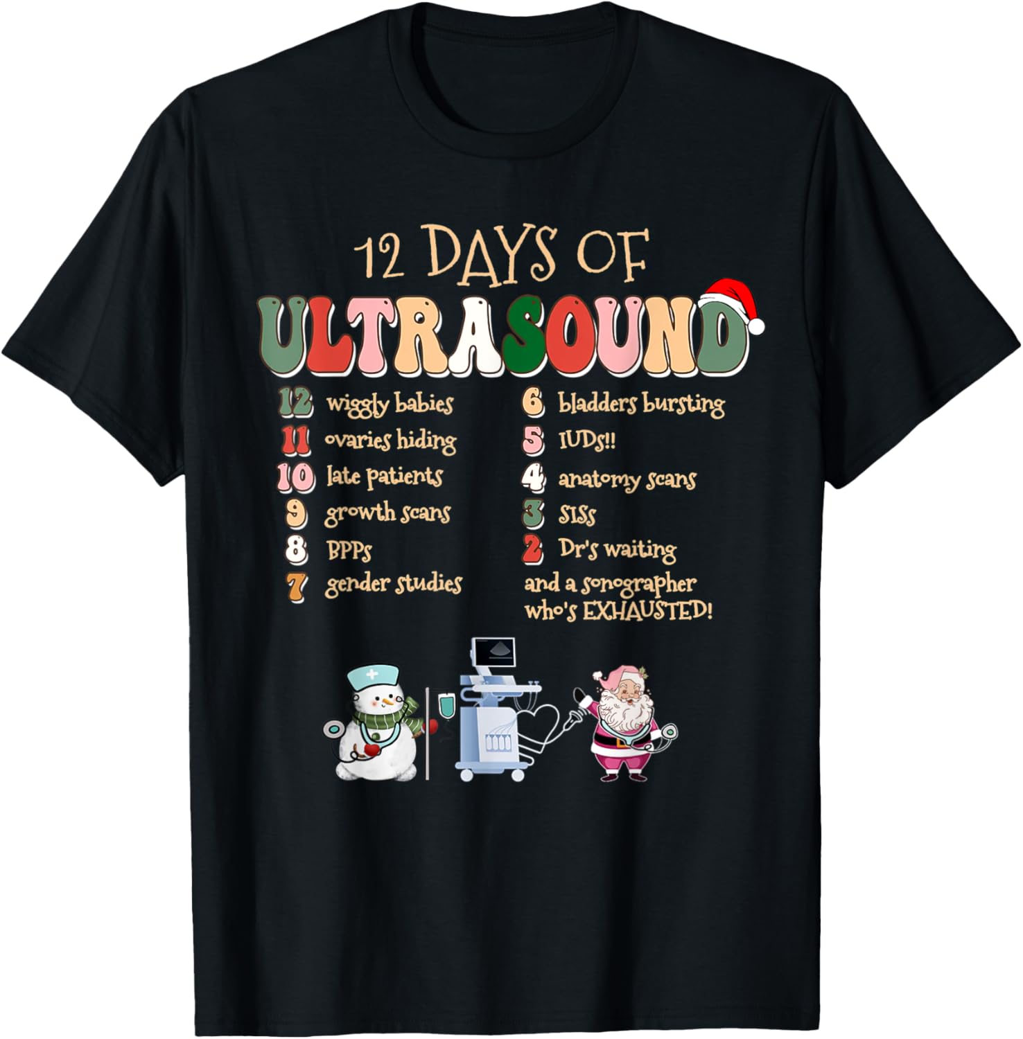 12 Days Of Ultrasound Tech Sonographer Christmas Xmas Party