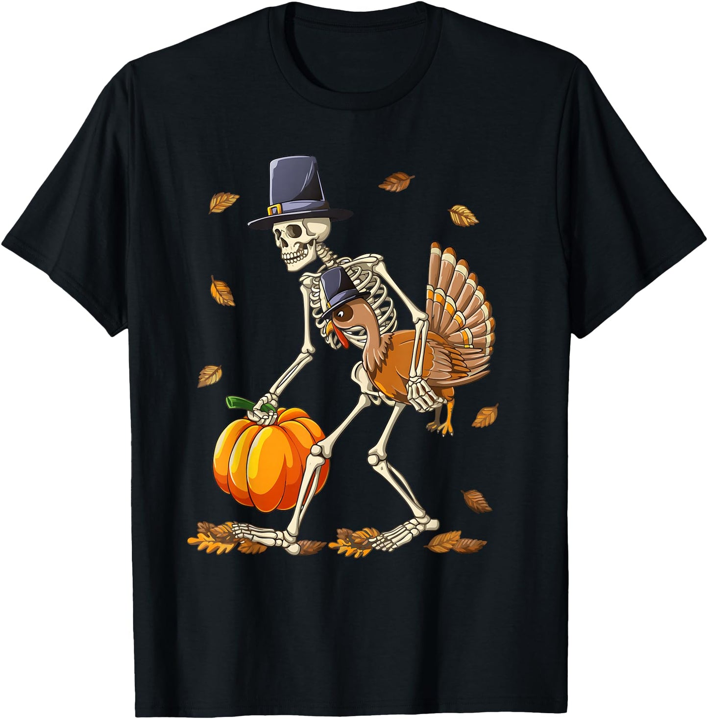 Funny Skeleton Turkey Pumpkin Thanksgiving Day Boys Men
