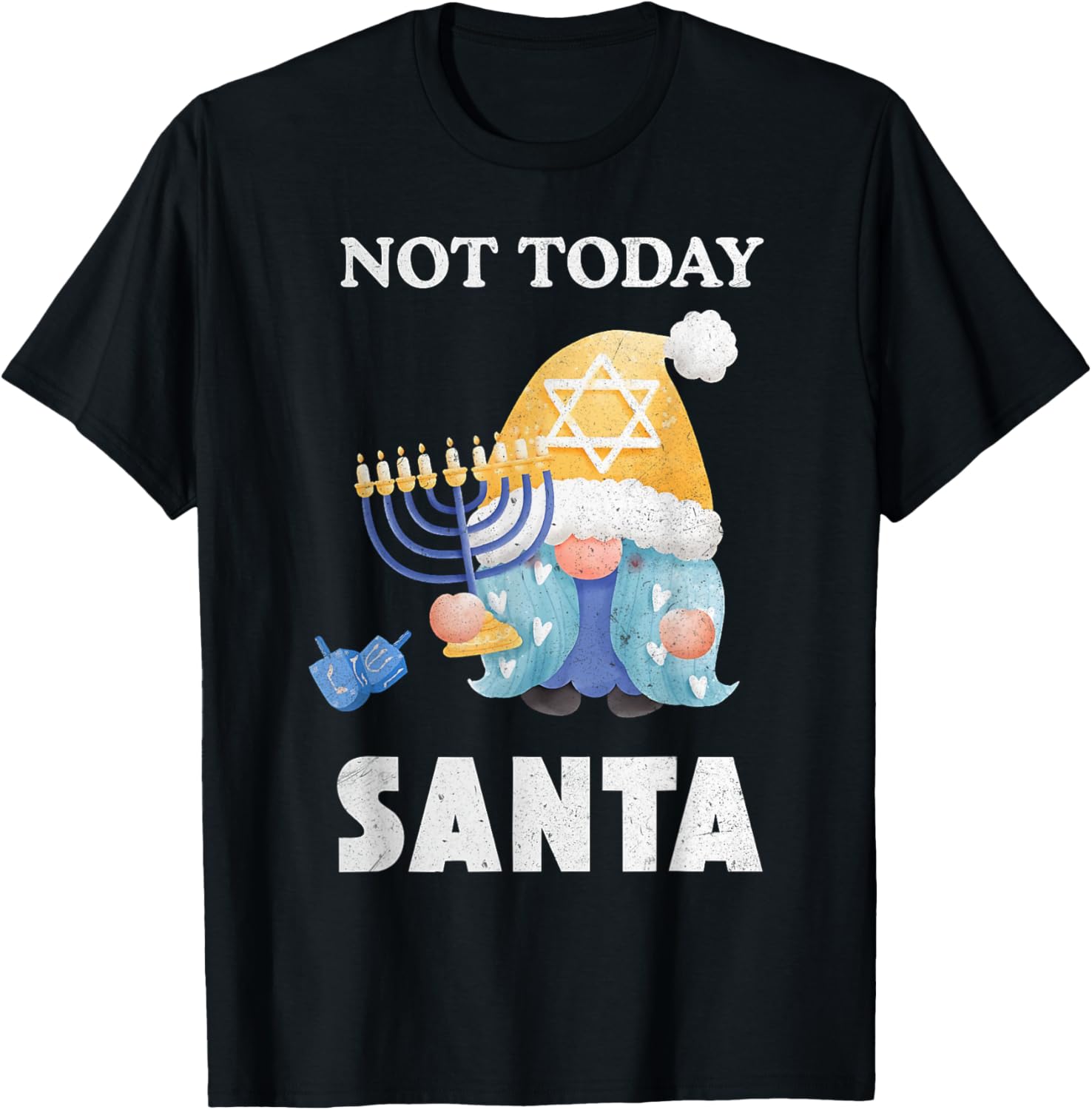 Funny Hanukkah Not Today Santa Gnome Menorah Jewish Xmas