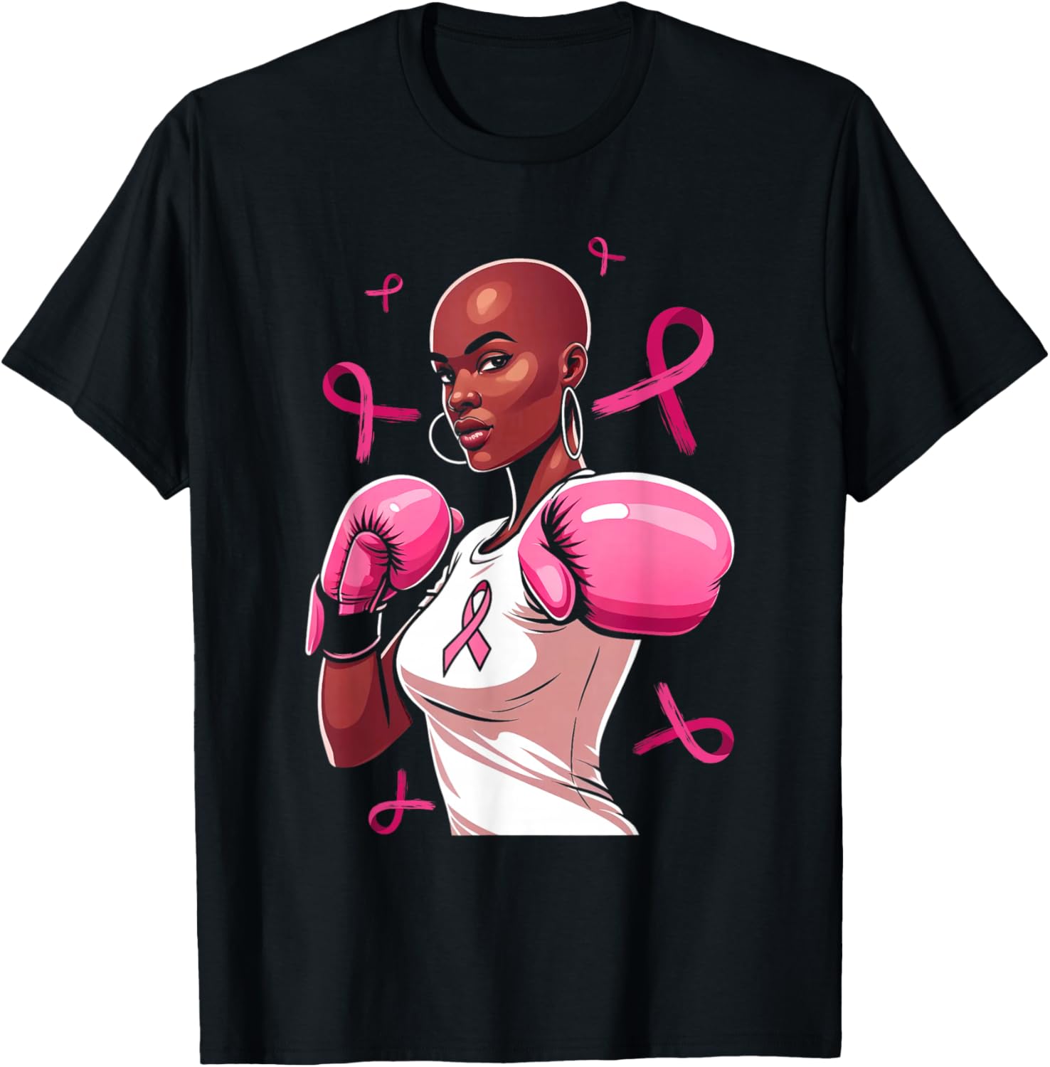 Breast Cancer Awareness African American Afro Pink Ribbon