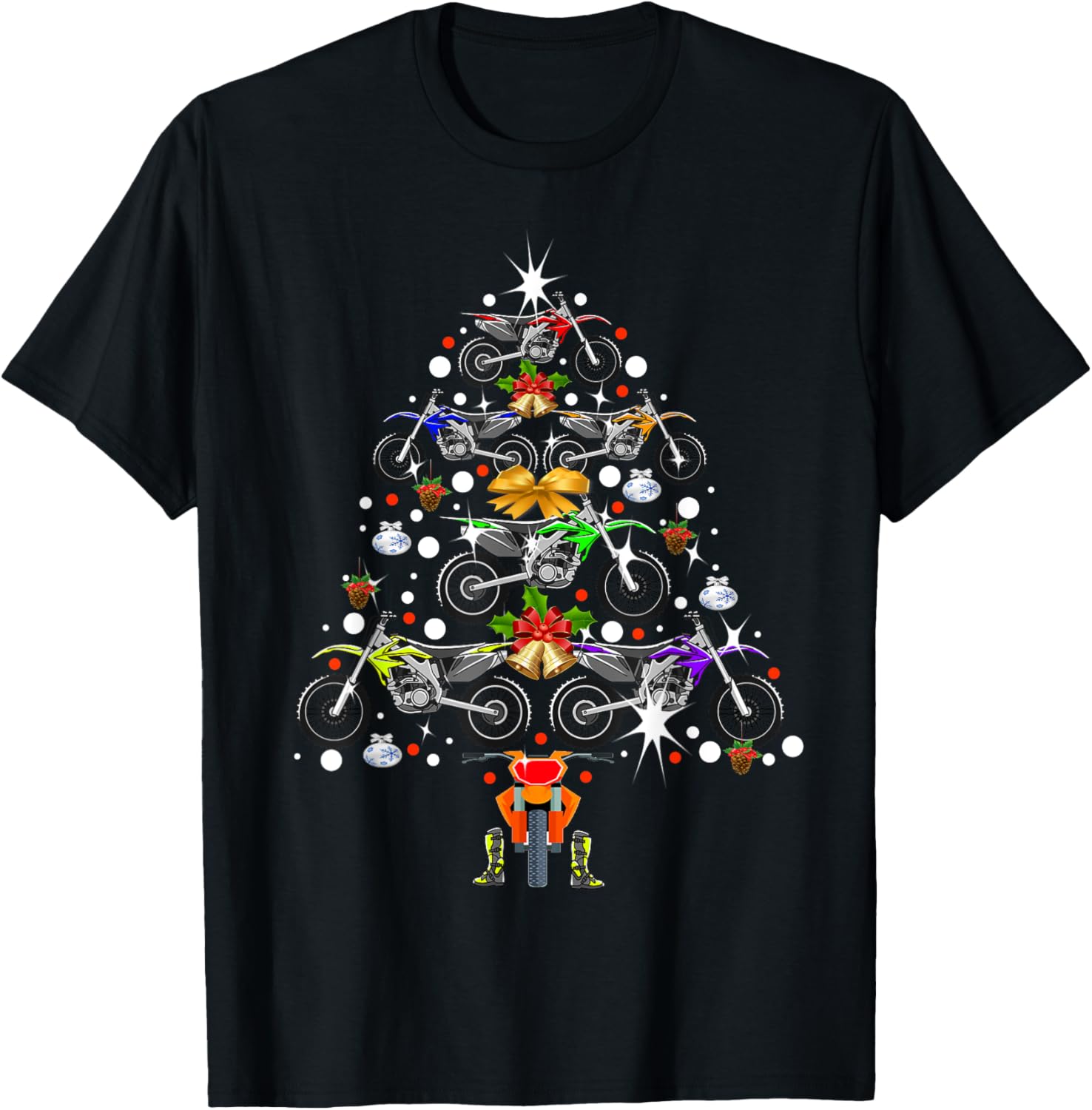 Dirt Bike Christmas Tee Shirt Motocross Xmas Tee Supercross