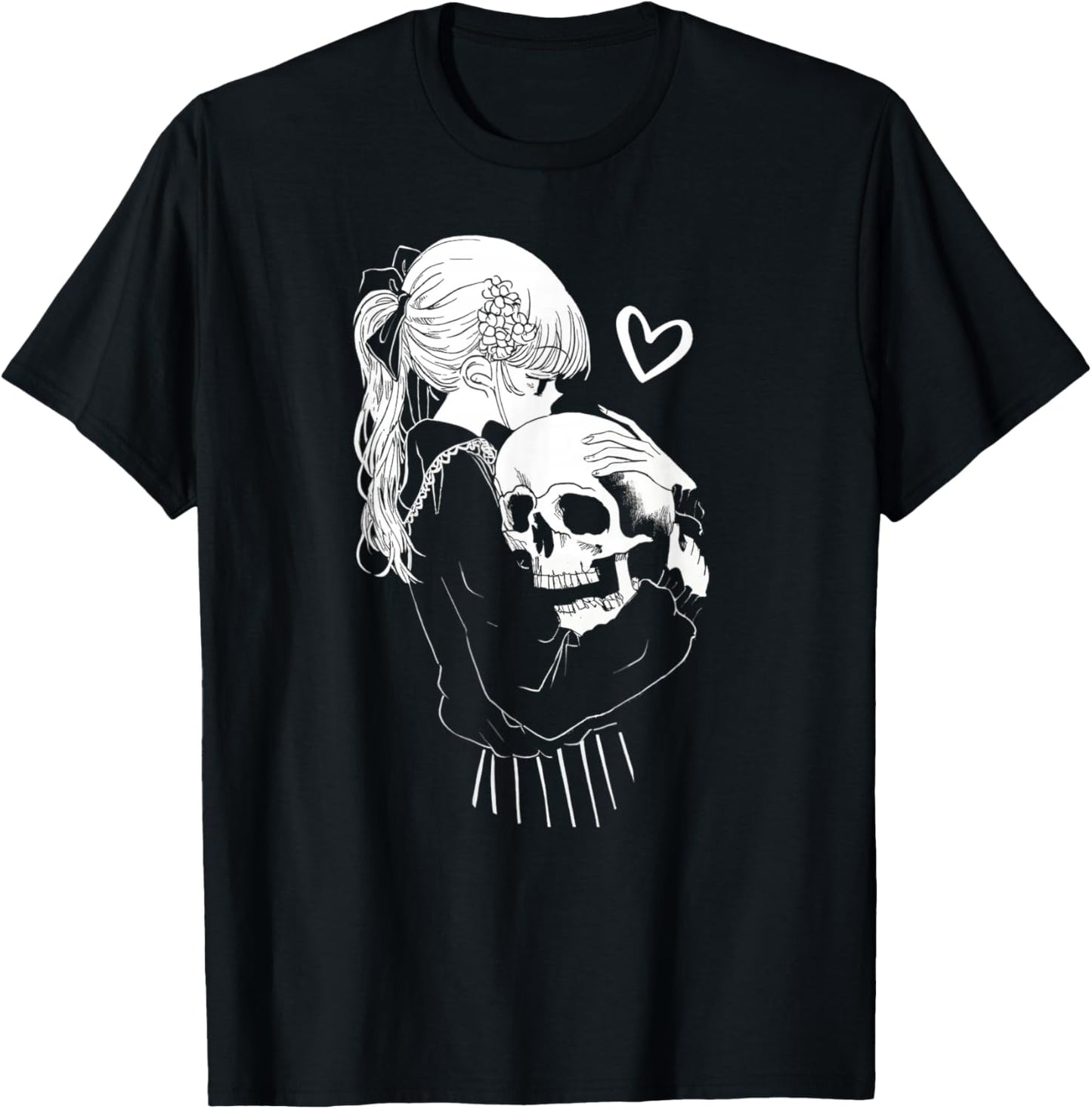 Creepy Cute Anime Schoolgirl Cuddles Skeleton Skull Dark Art