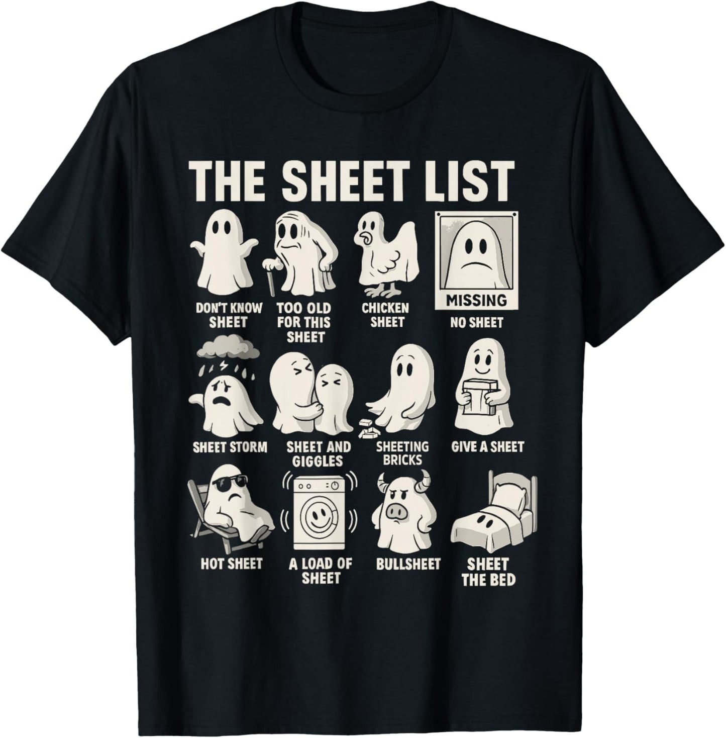 Ghost Halloween Costume, The Sheet List Shirt Funny Boo