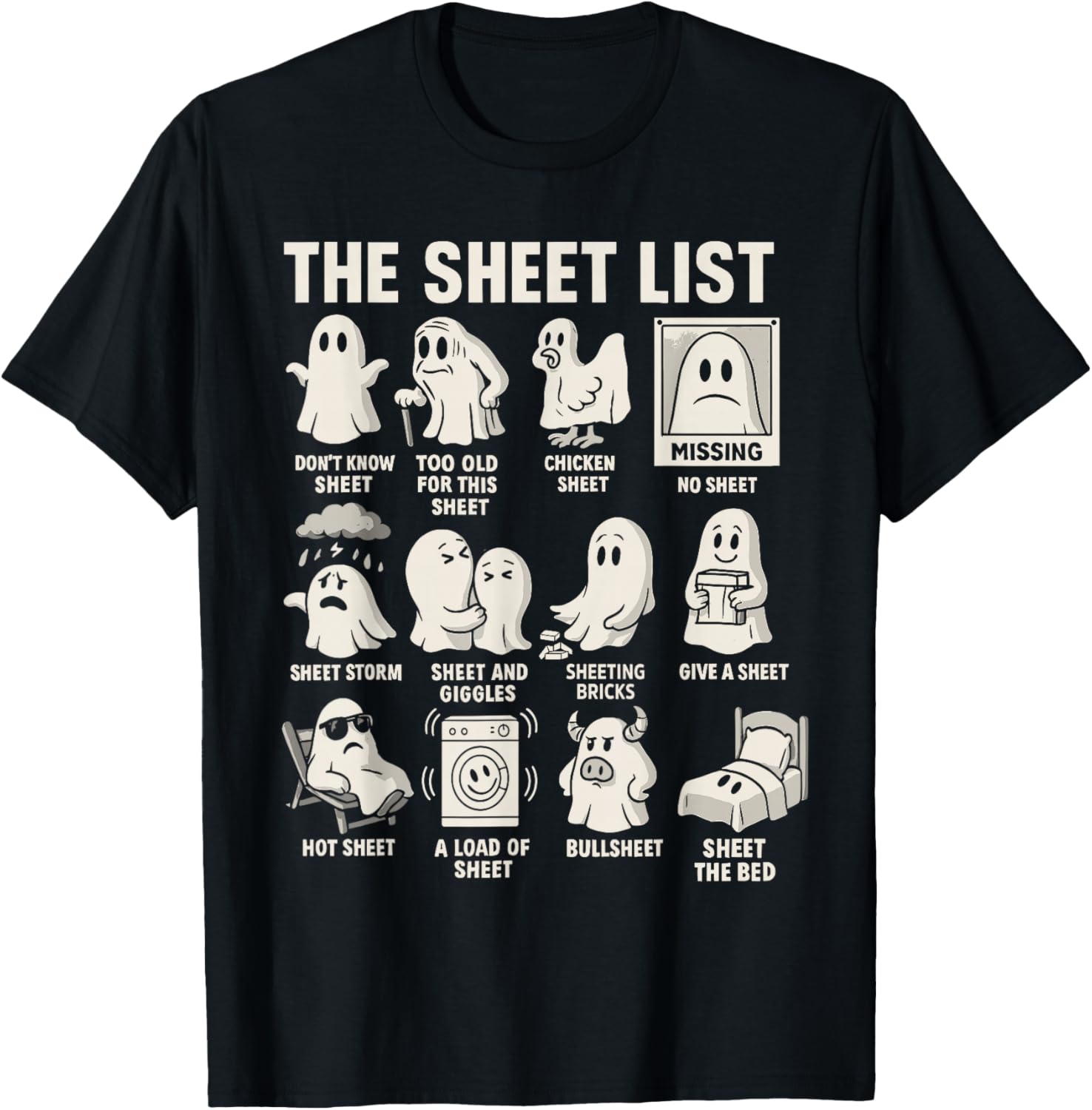 Ghost Halloween Costume, The Sheet List Shirt Funny Boo