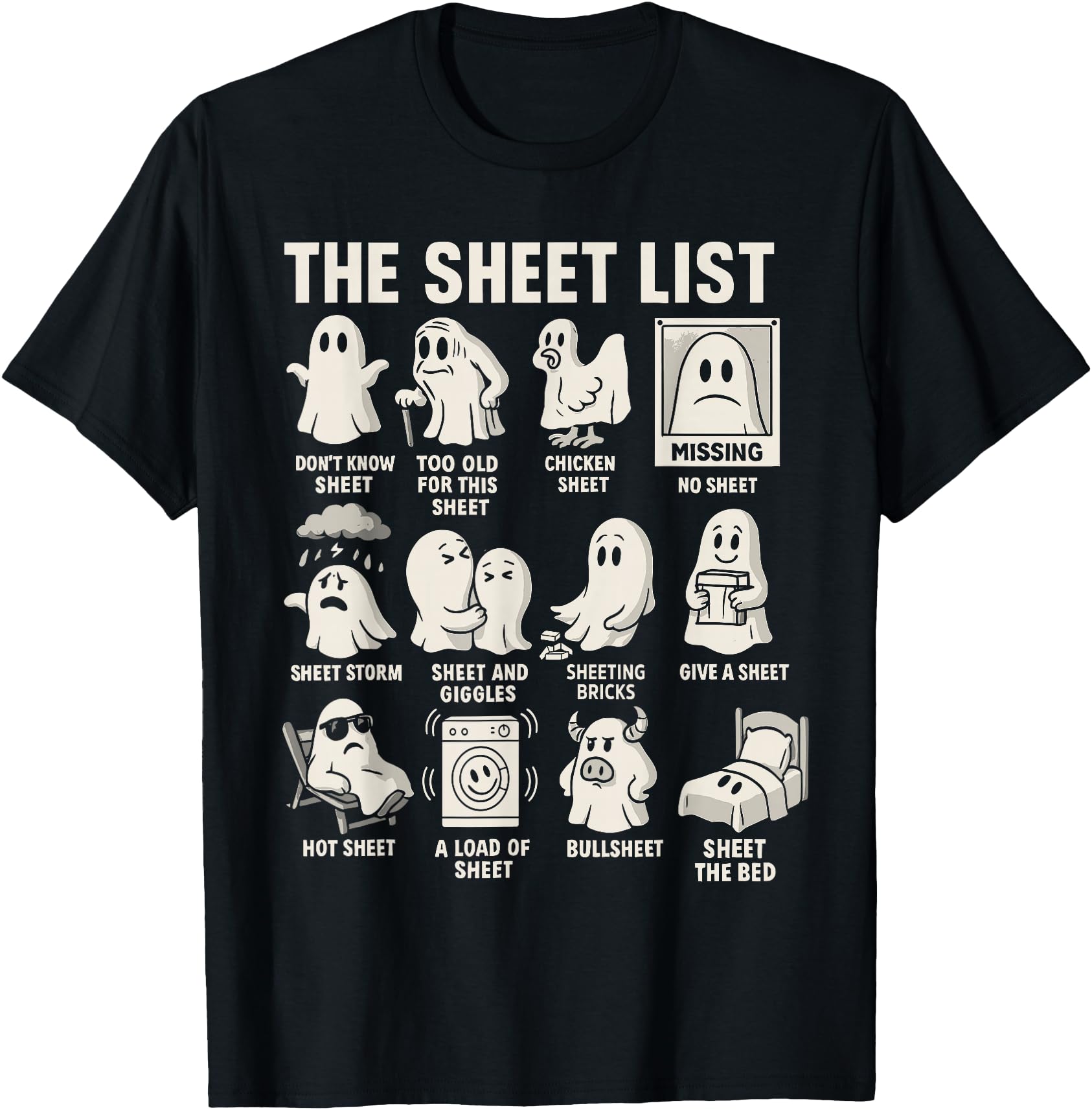 Ghost Halloween Costume, The Sheet List Shirt Funny Boo