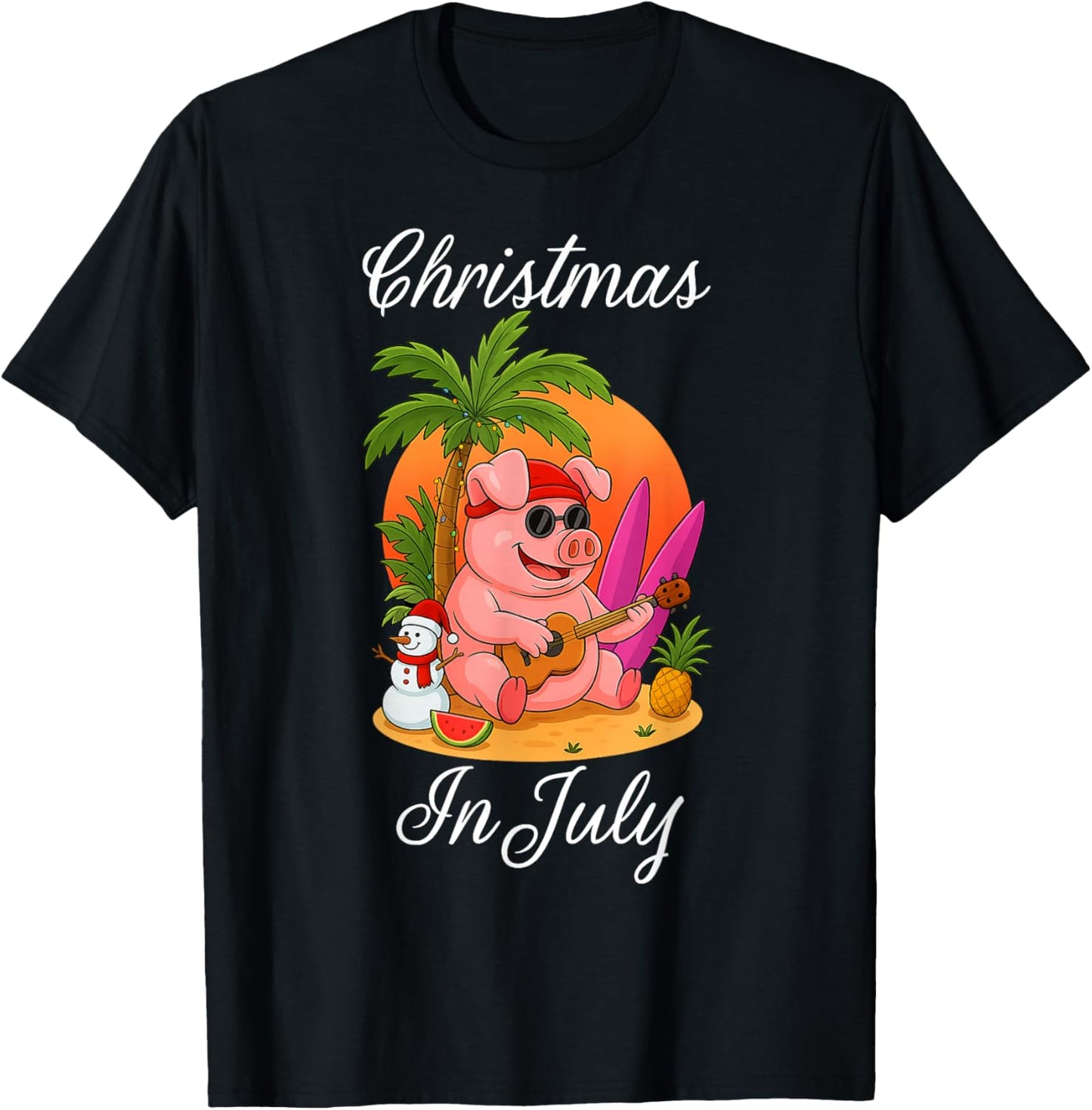 Christmas In July Cute Pig Funny Summer Vacation Beach Vibes