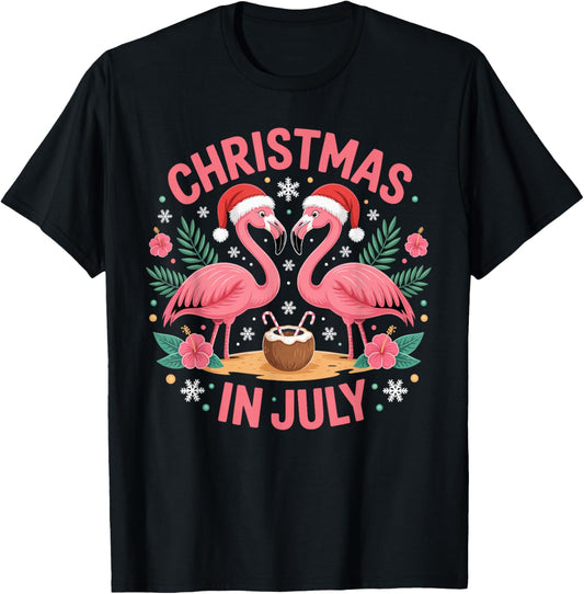 Christmas in July Men Women Flamingo Beach Summer Xmas